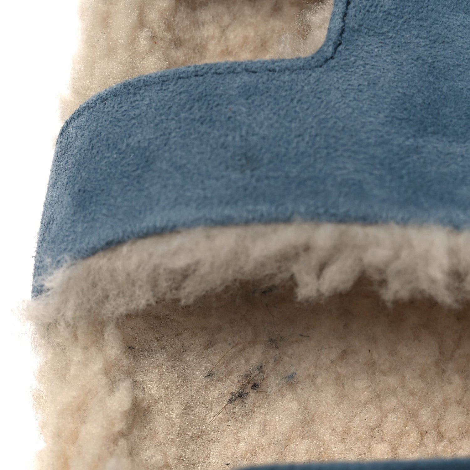 Suede Goatskin Woolskin Womens Chypre Sandals 38 Bleu Pinede Ecru