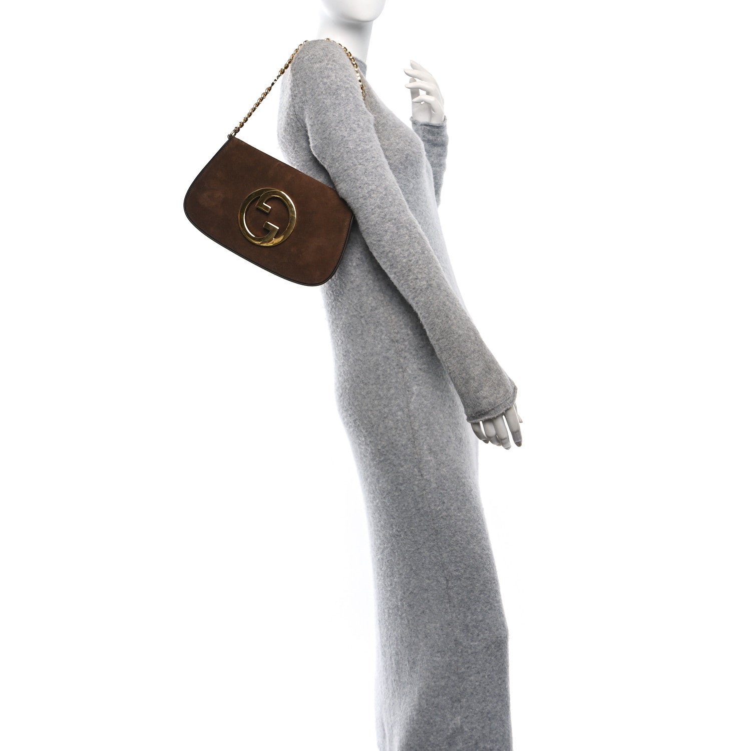 Suede Talco New Roxy Calfskin Blondie Chain Shoulder Flap Bag River Brown