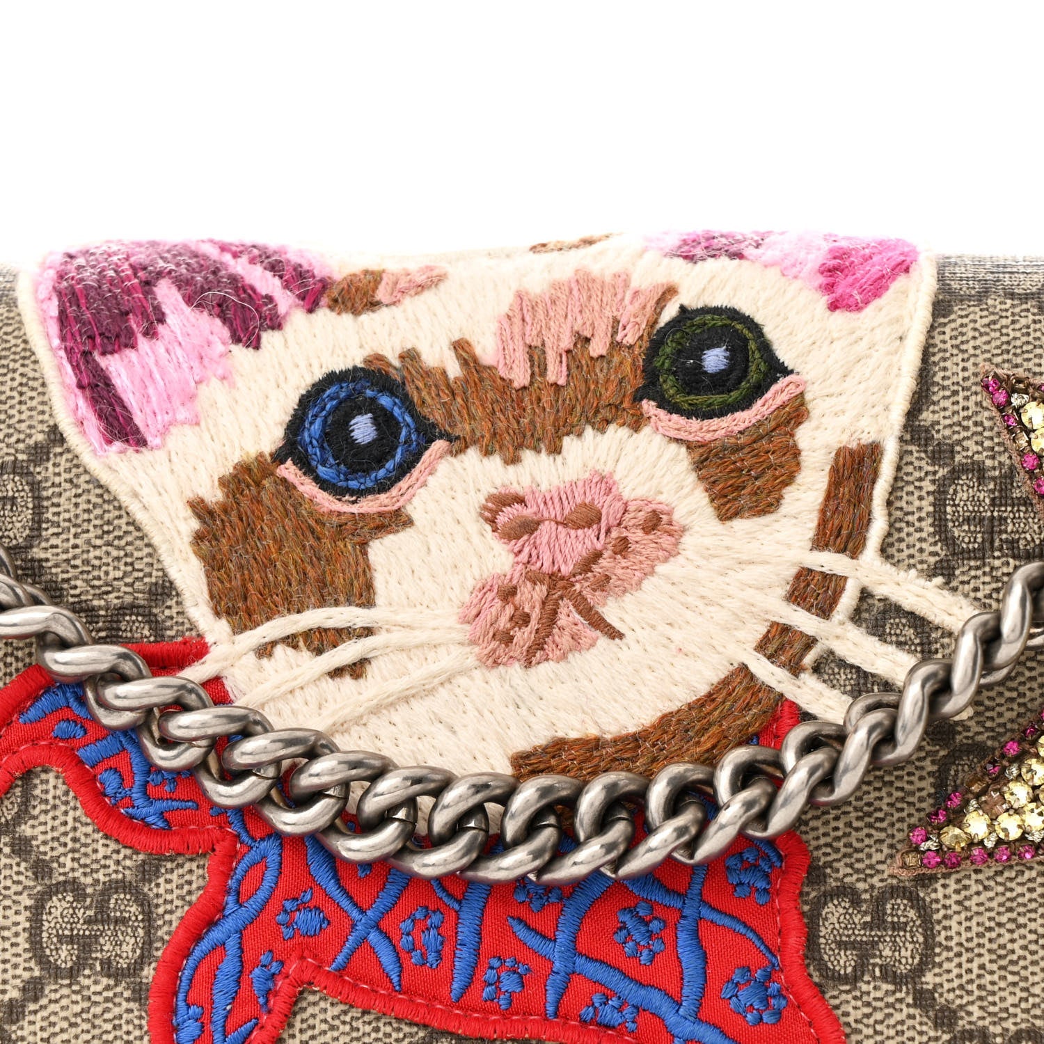GG Supreme Monogram Embroidered Medium Dionysus Shoulder Bag Blue