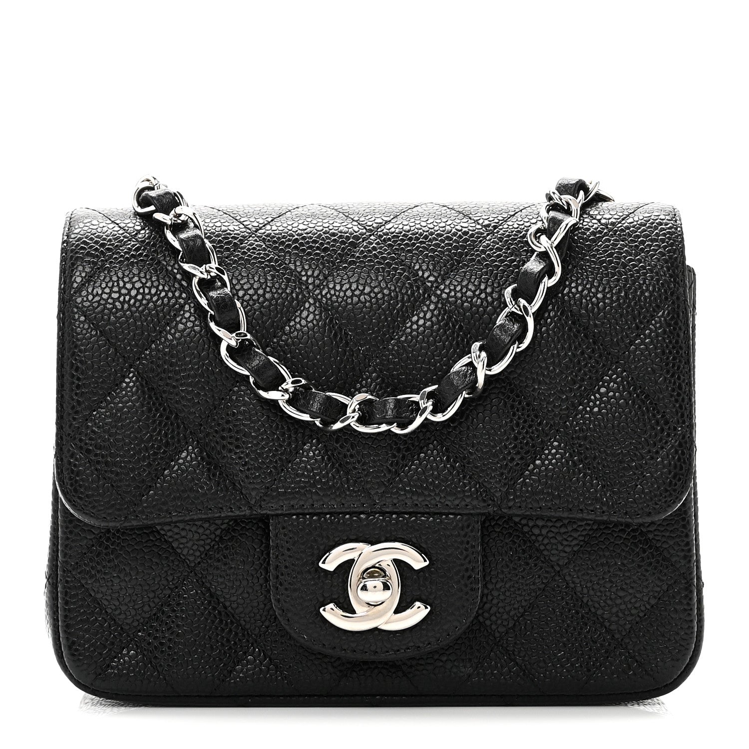 Caviar Quilted Mini Square Flap Black