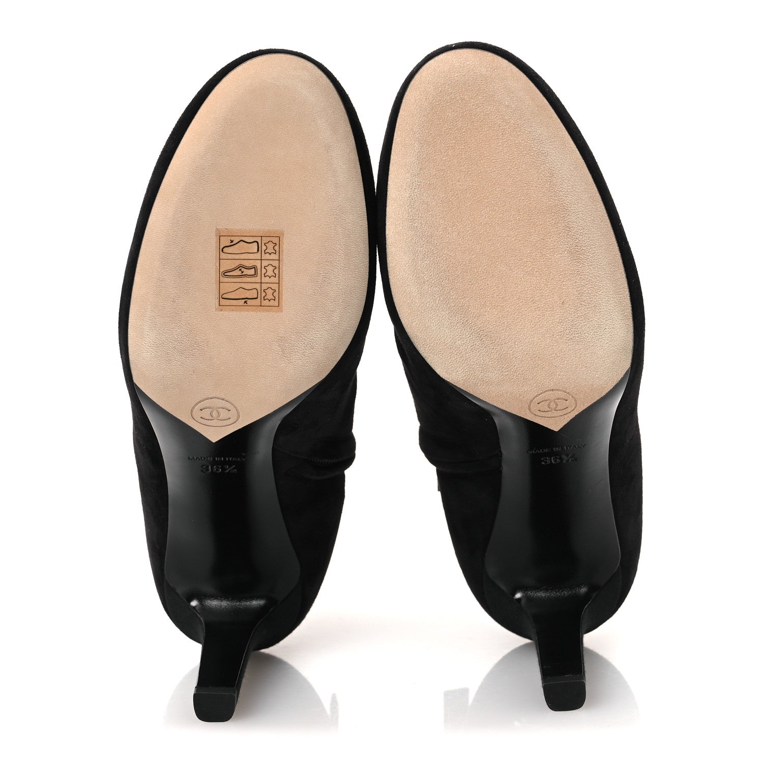 Suede Grosgrain CC Short Boots 36.5 Black