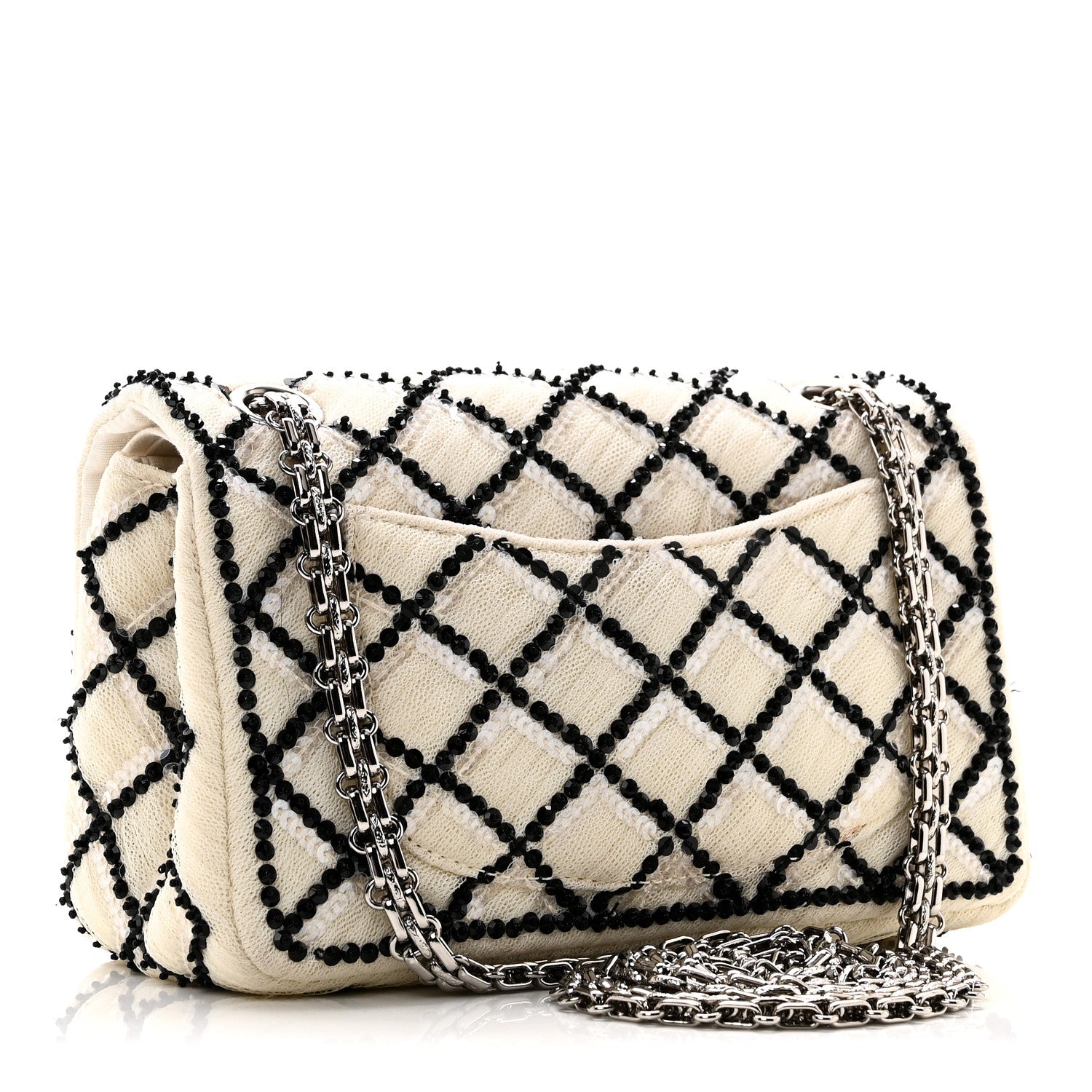 Sequin Mesh Quilted 224 Reissue Flap White Black
