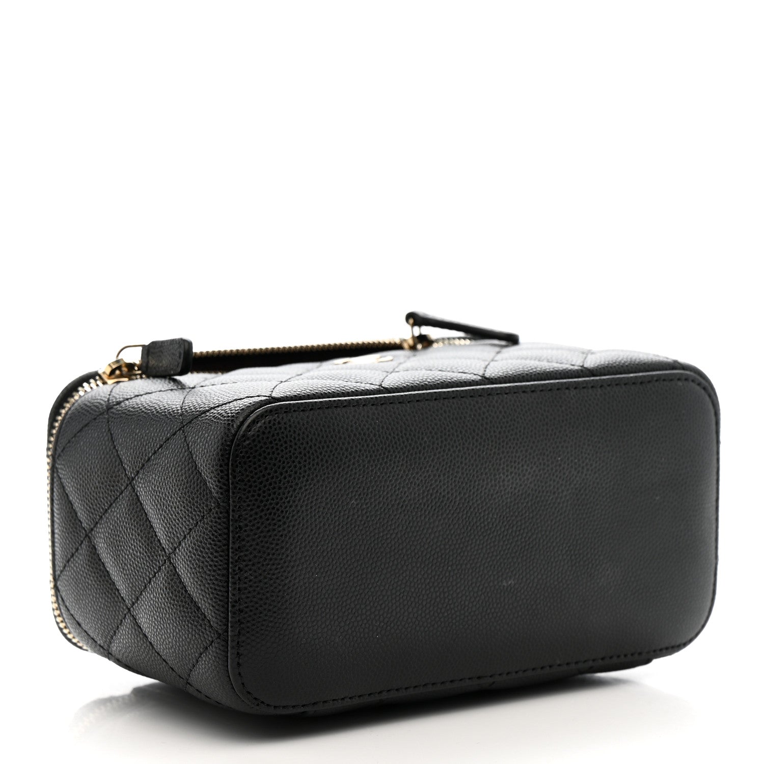 Caviar Quilted Small Vanity Case With Chain Black