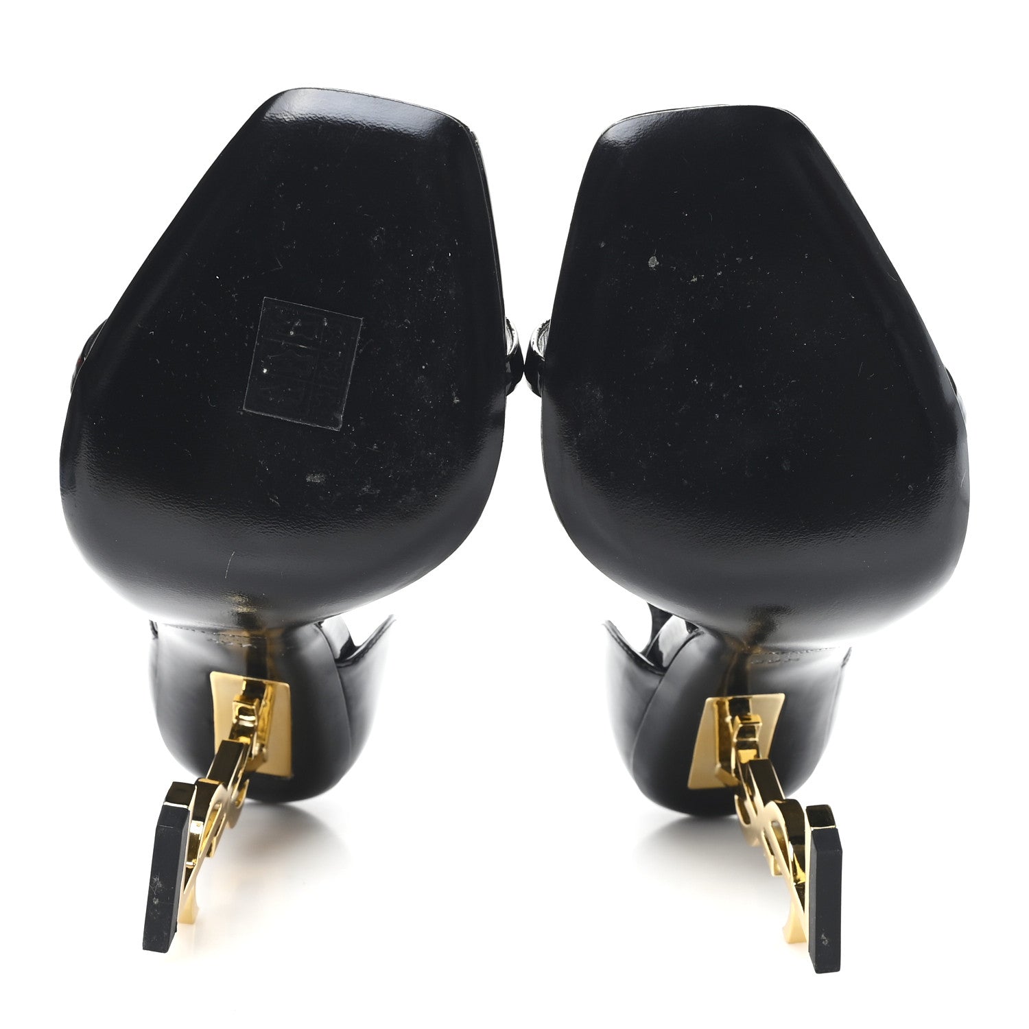 Patent Calfskin Opyum 110 Sandals 39.5 Black Gold