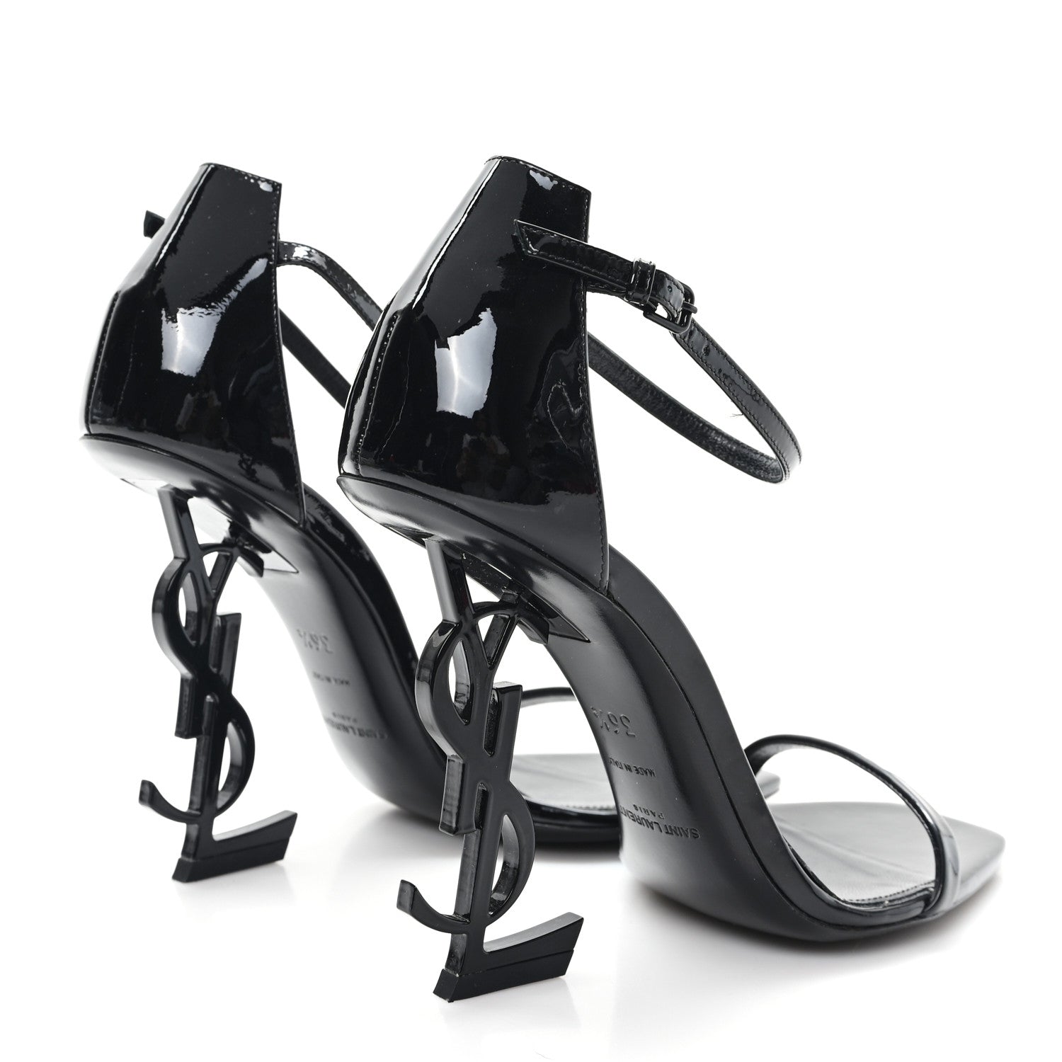 Patent Calfskin Opyum 110 Sandals 36.5 Black