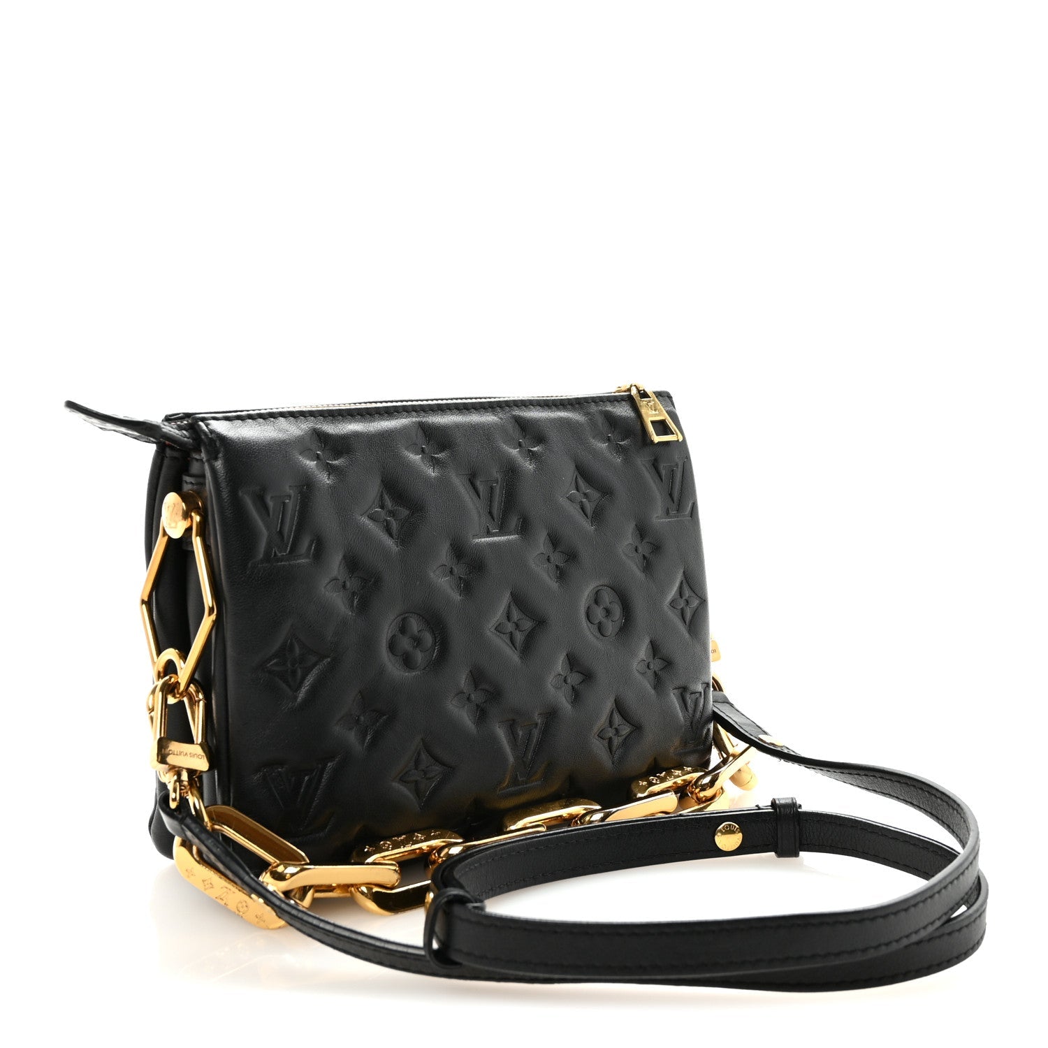 Lambskin Embossed Monogram Coussin BB Black