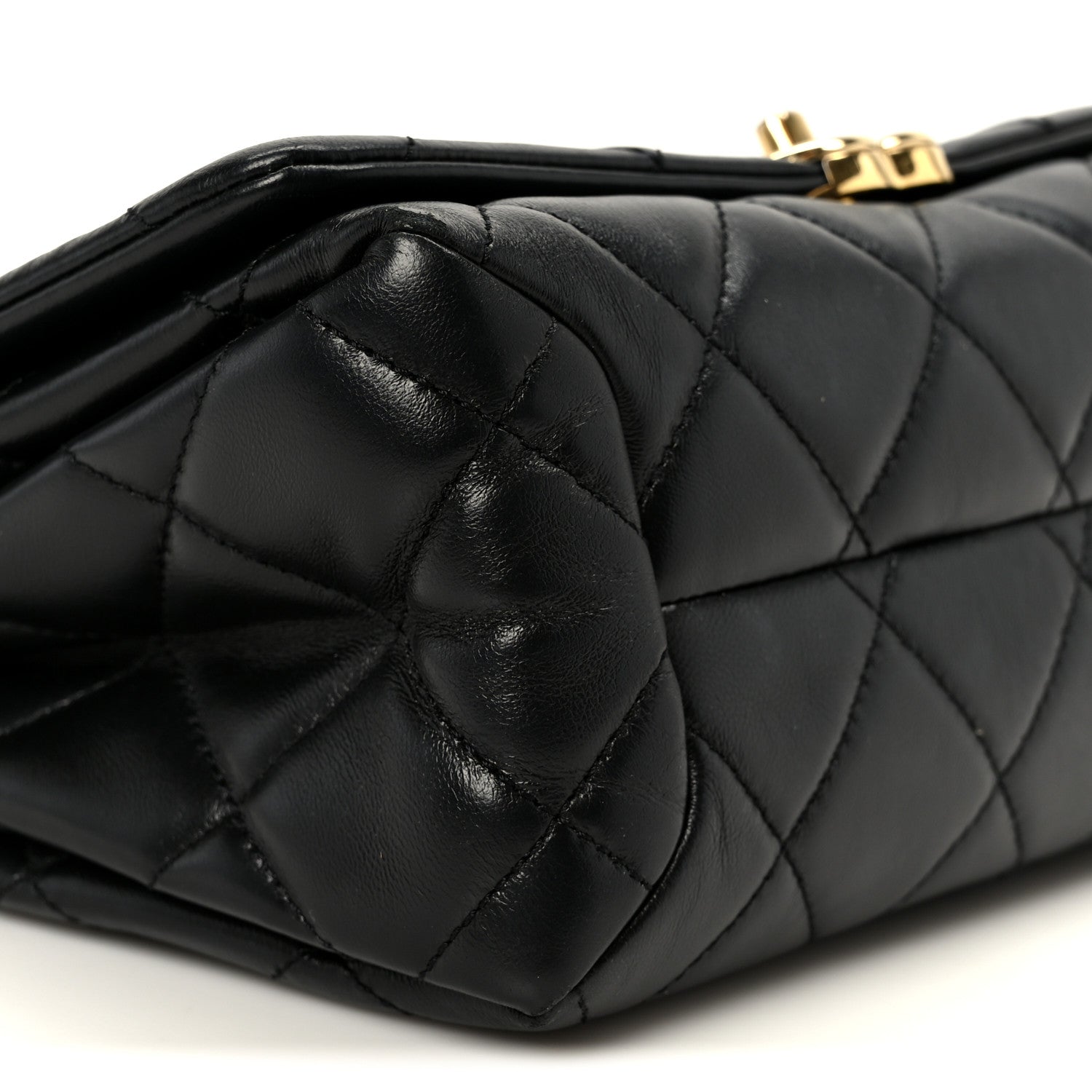 Lambskin Quilted Medium Color Match Flap Black