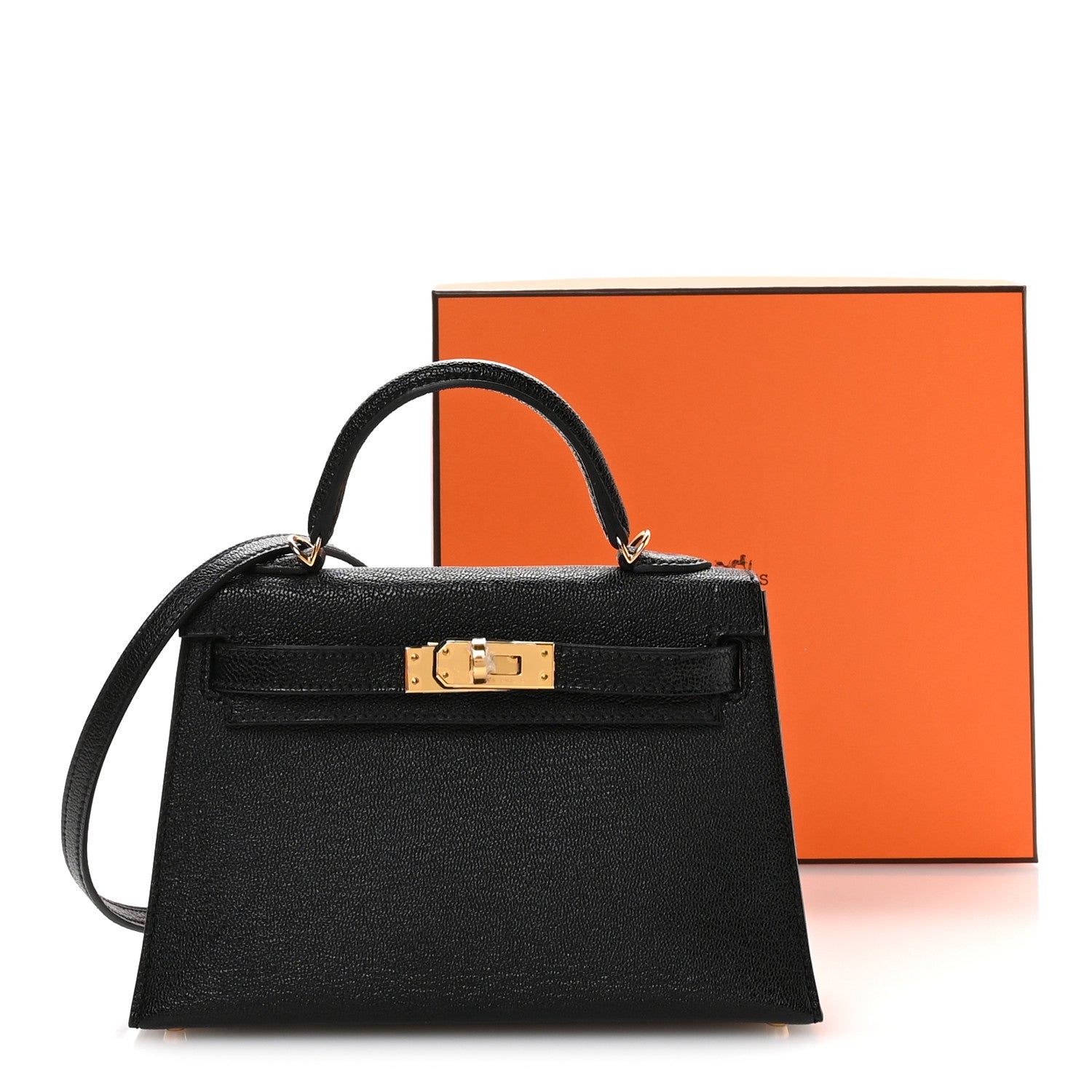 Chevre Mysore Horseshoe Mini Kelly Sellier 20 Black Rose Poupre