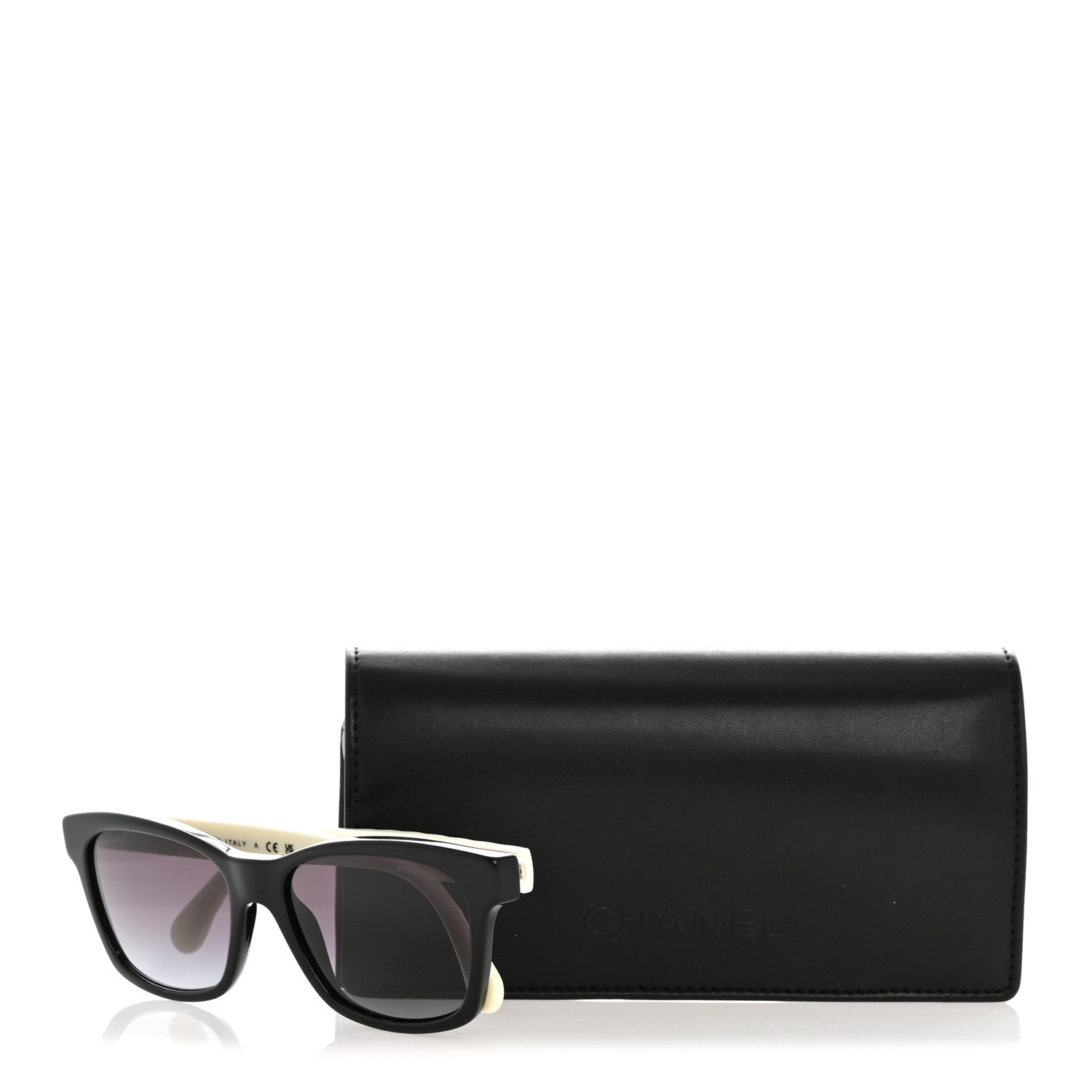 Acetate Quilted CC Square Sunglasses 5484 White Black