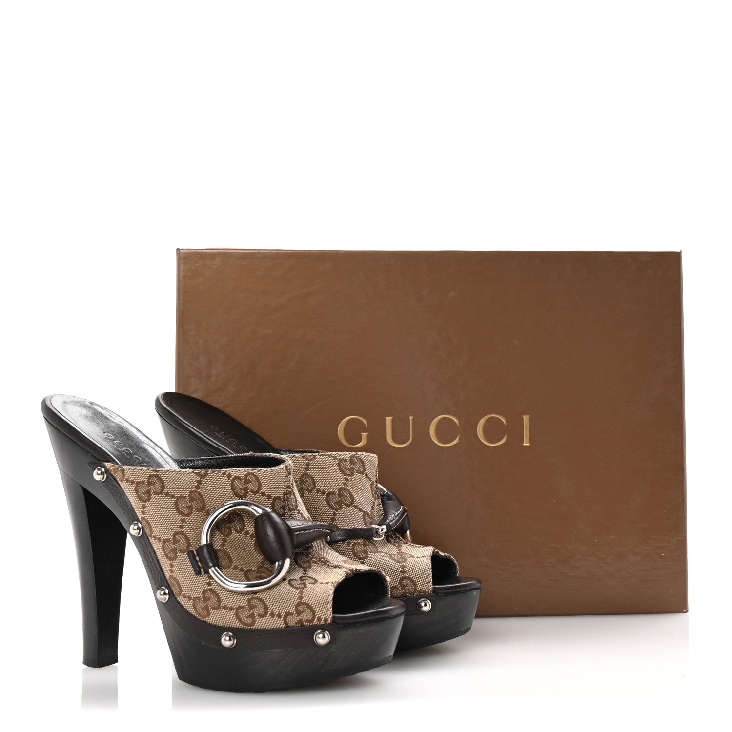 Monogram Cellarius Soft Calfskin Icon Bit Platform Clog High Heel Slide Sandals 36 Beige Ebony Cocoa