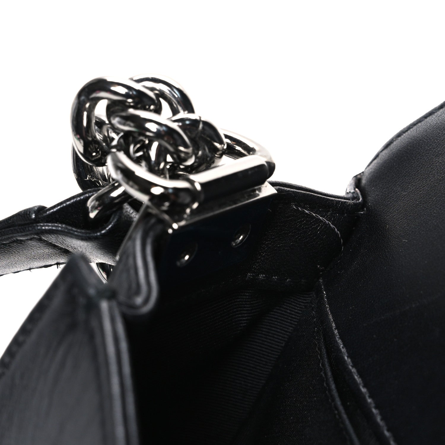 Calfskin Patent Braided Medium Boy Flap Black