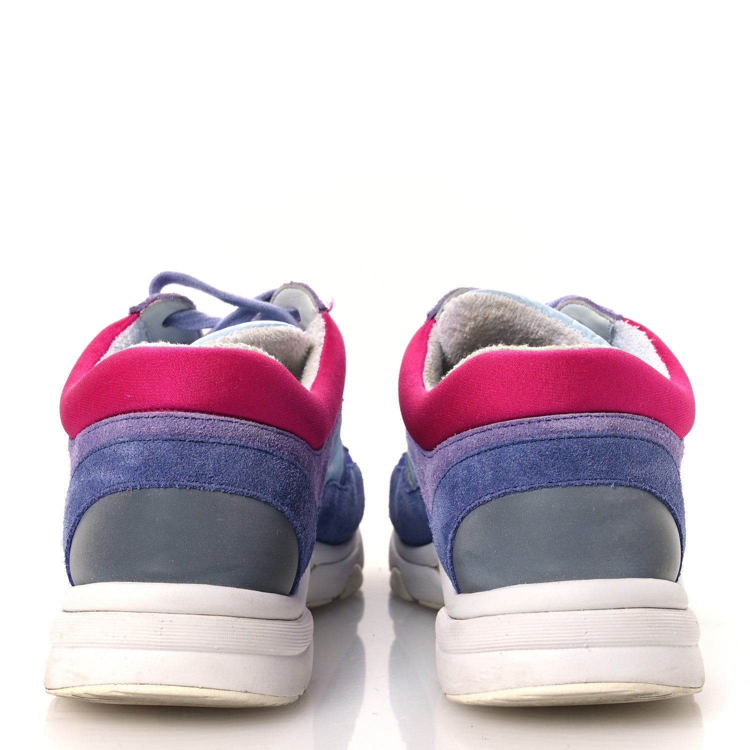 Nylon Calfskin Suede CC Womens Sneakers 40 Light Blue