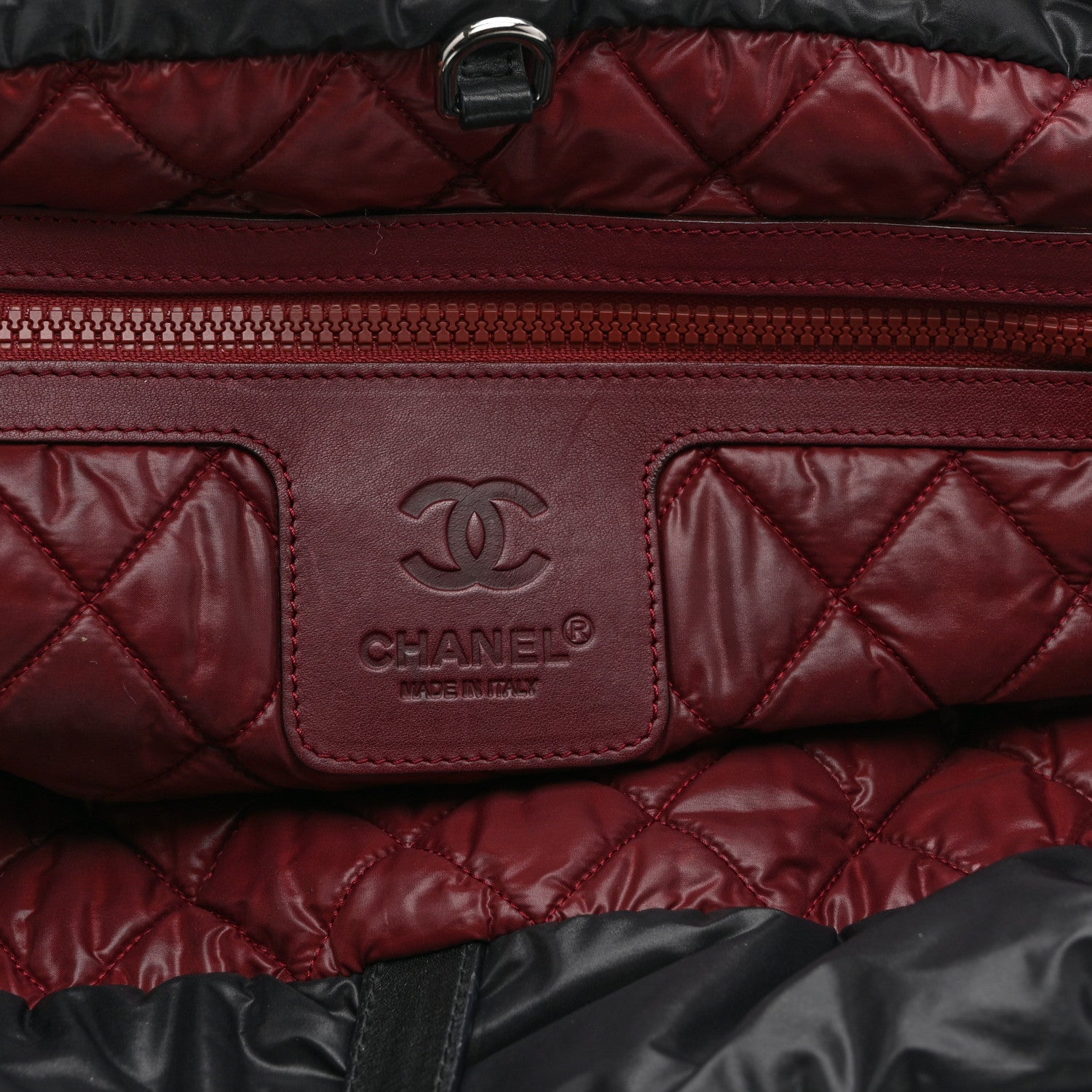 Lambskin Quilted Large Coco Cocoon Reversible Tote Black
