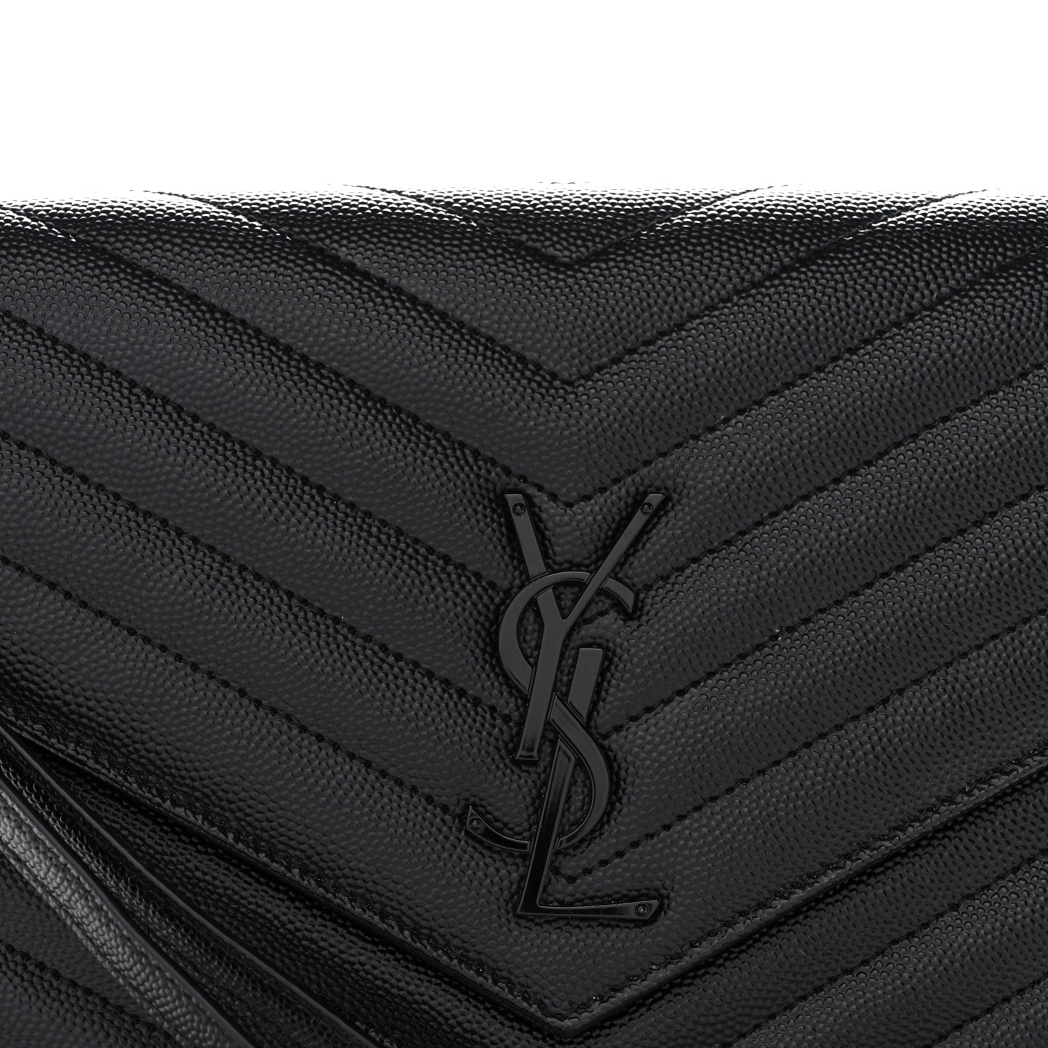 Grain De Poudre Matelasse Chevron Monogram Monochrome Envelope Clutch Black