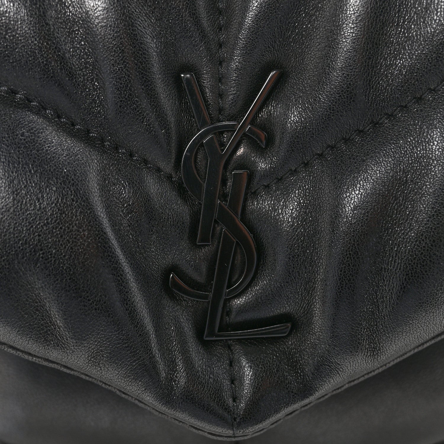 Lambskin Quilted Toy Loulou Puffer Monogram Monochrome Chain Satchel Black