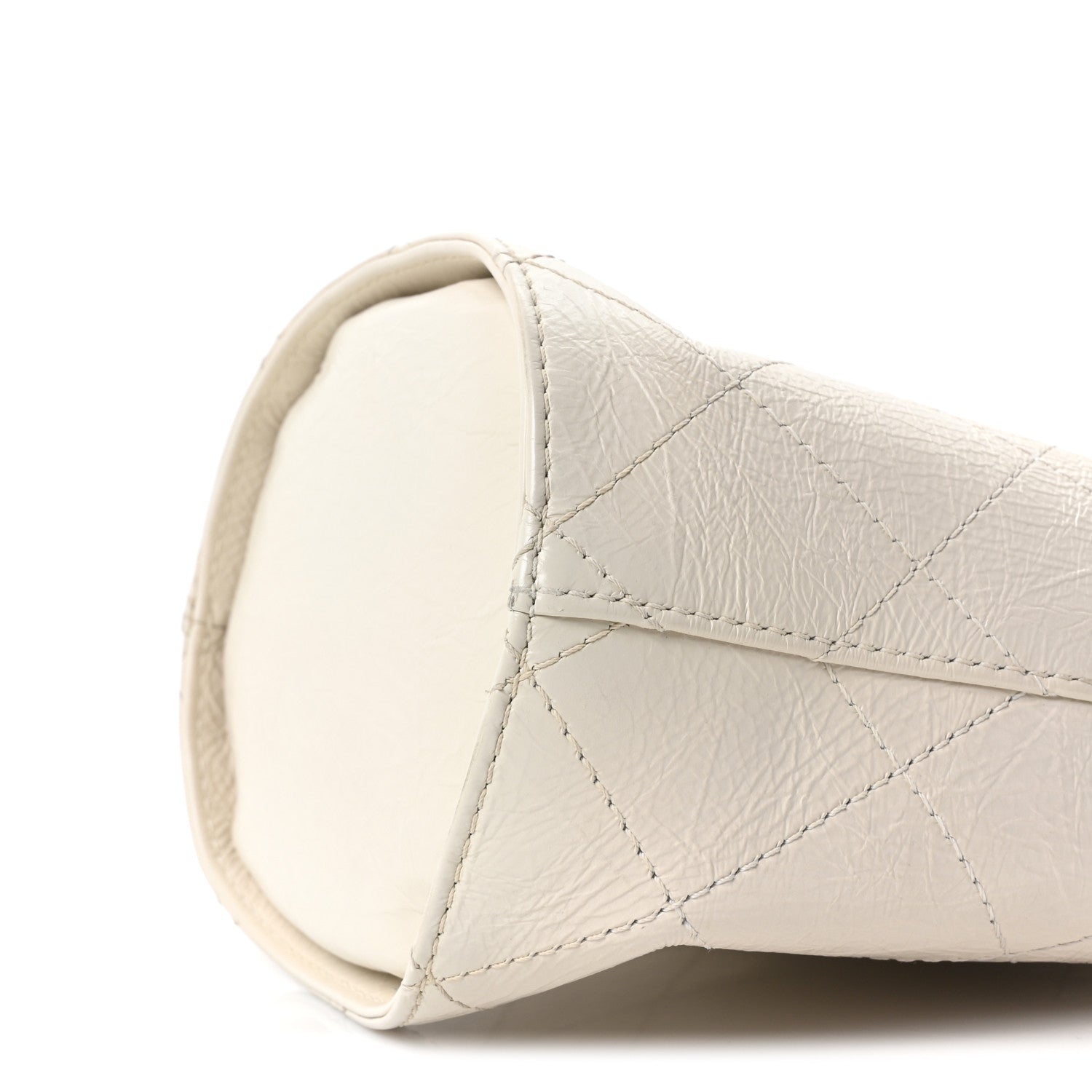 Crumpled Calfskin Bucket Bag White