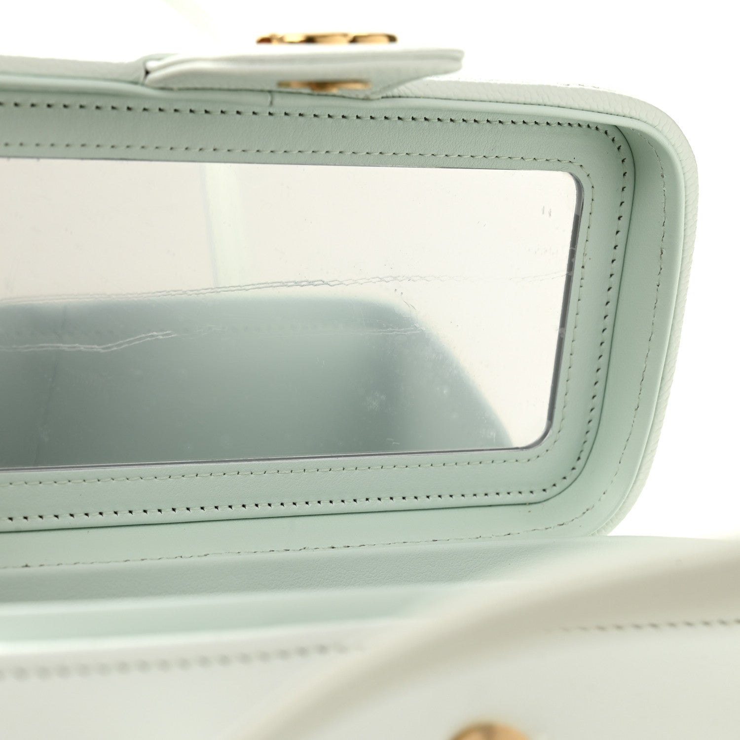 Shiny Caviar Preppy Coco Long Vanity With Strap Light Blue