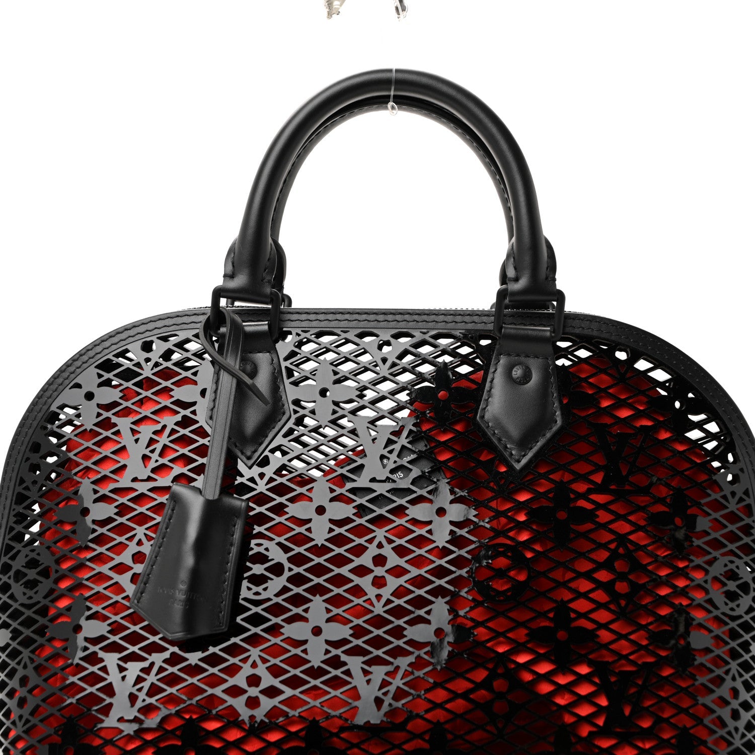 Patent Calfskin Laced Monogram Alma PM Black
