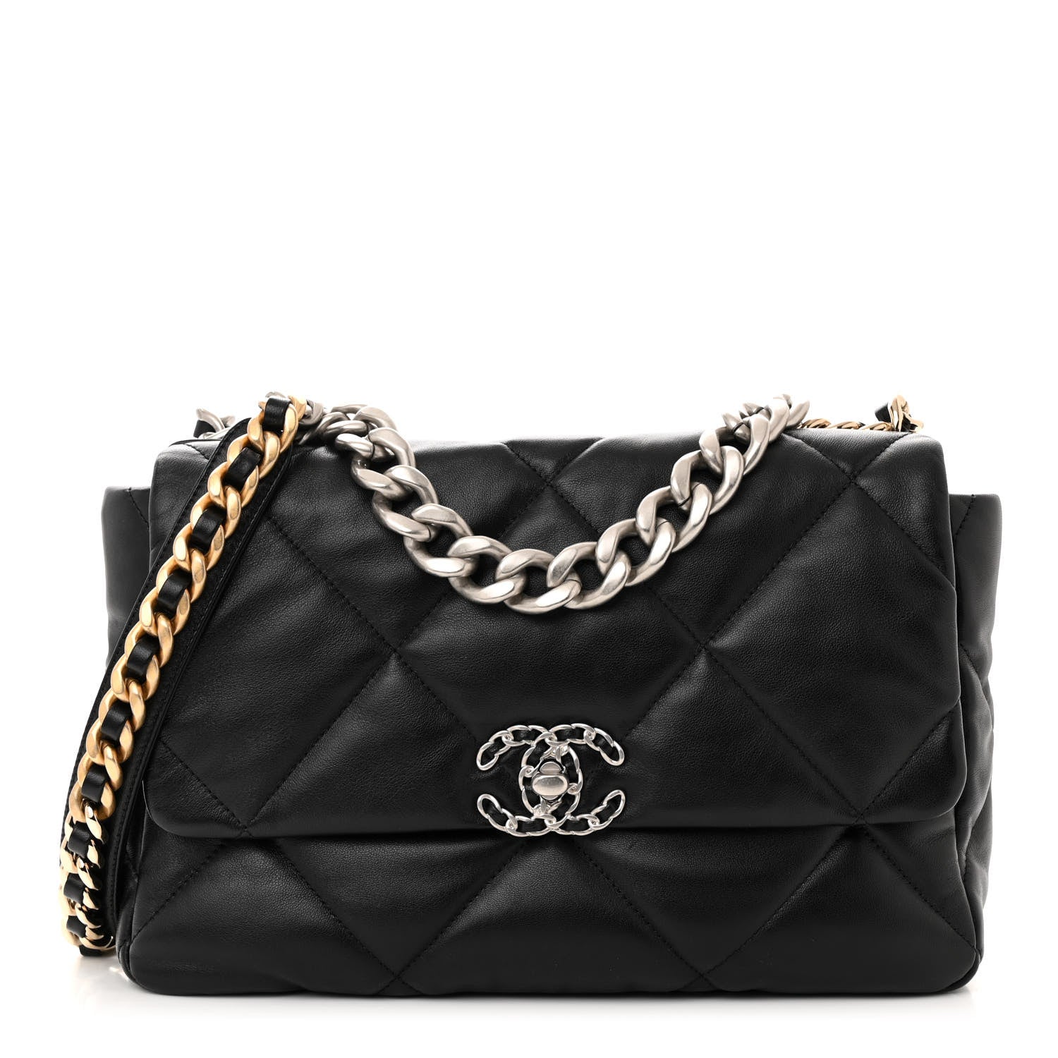 Lambskin Quilted Large Chanel 19 Flap Black