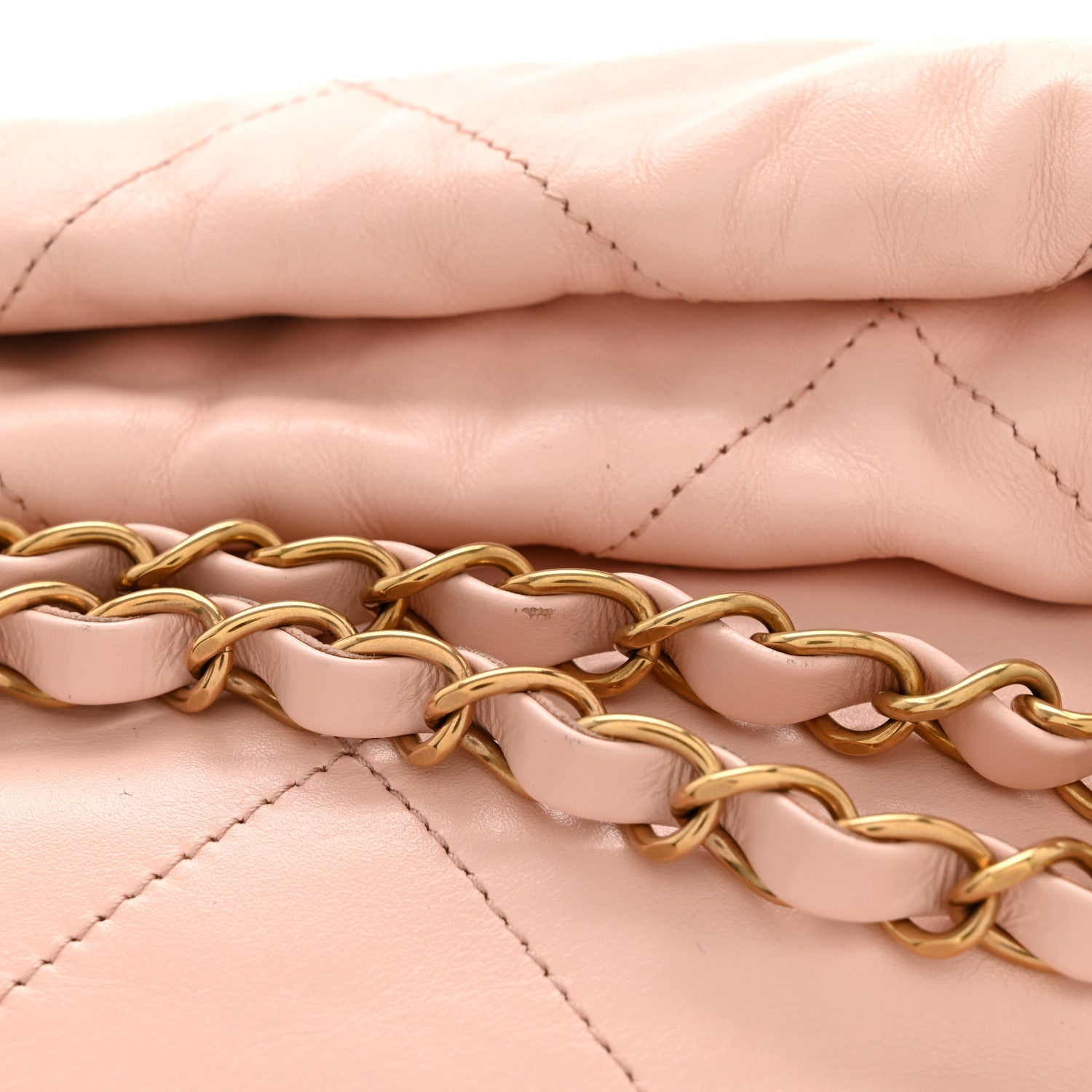 Shiny Calfskin Quilted Small Chanel 22 Light Pink