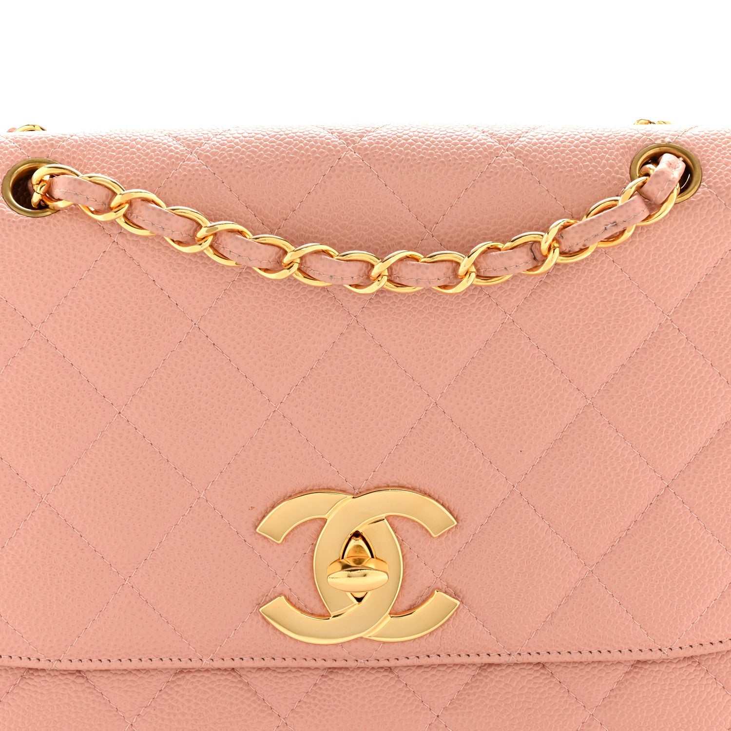 Caviar Quilted XL Jumbo Single Flap Light Pink