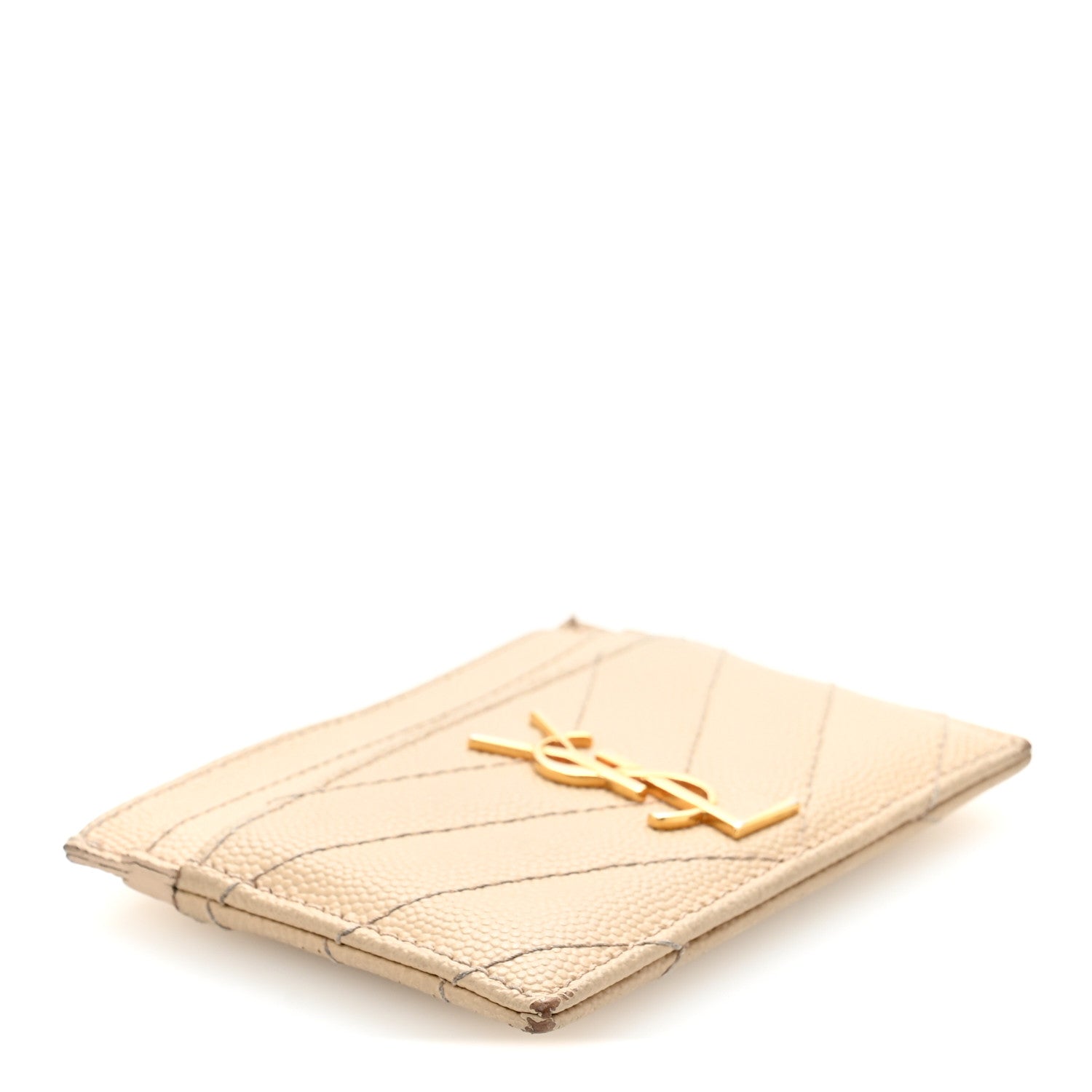 Grain De Poudre Matelasse Chevron Monogram Credit Card Case Nude Powder