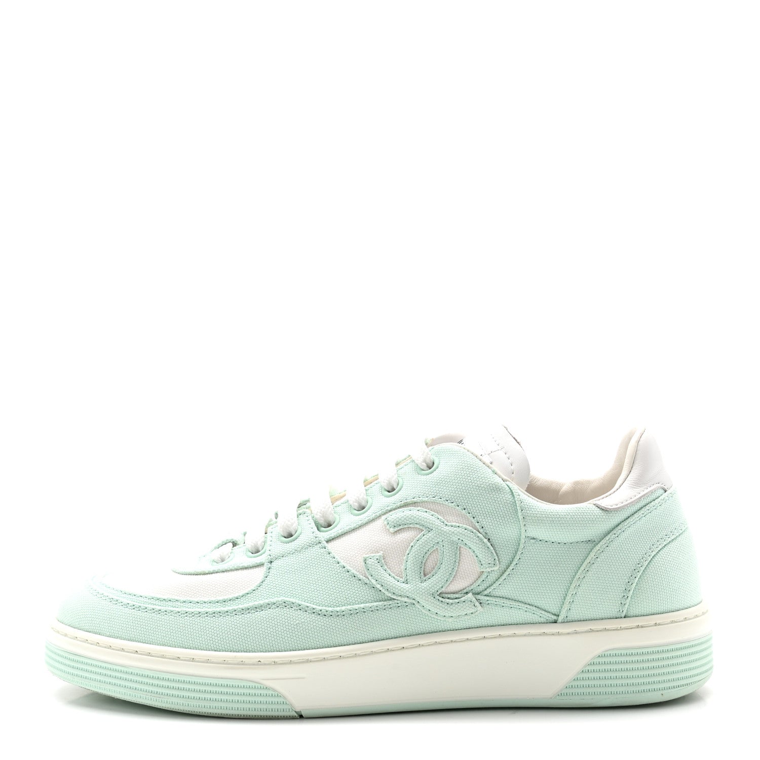 Cotton Sneakers 38.5 Light Turquoise White