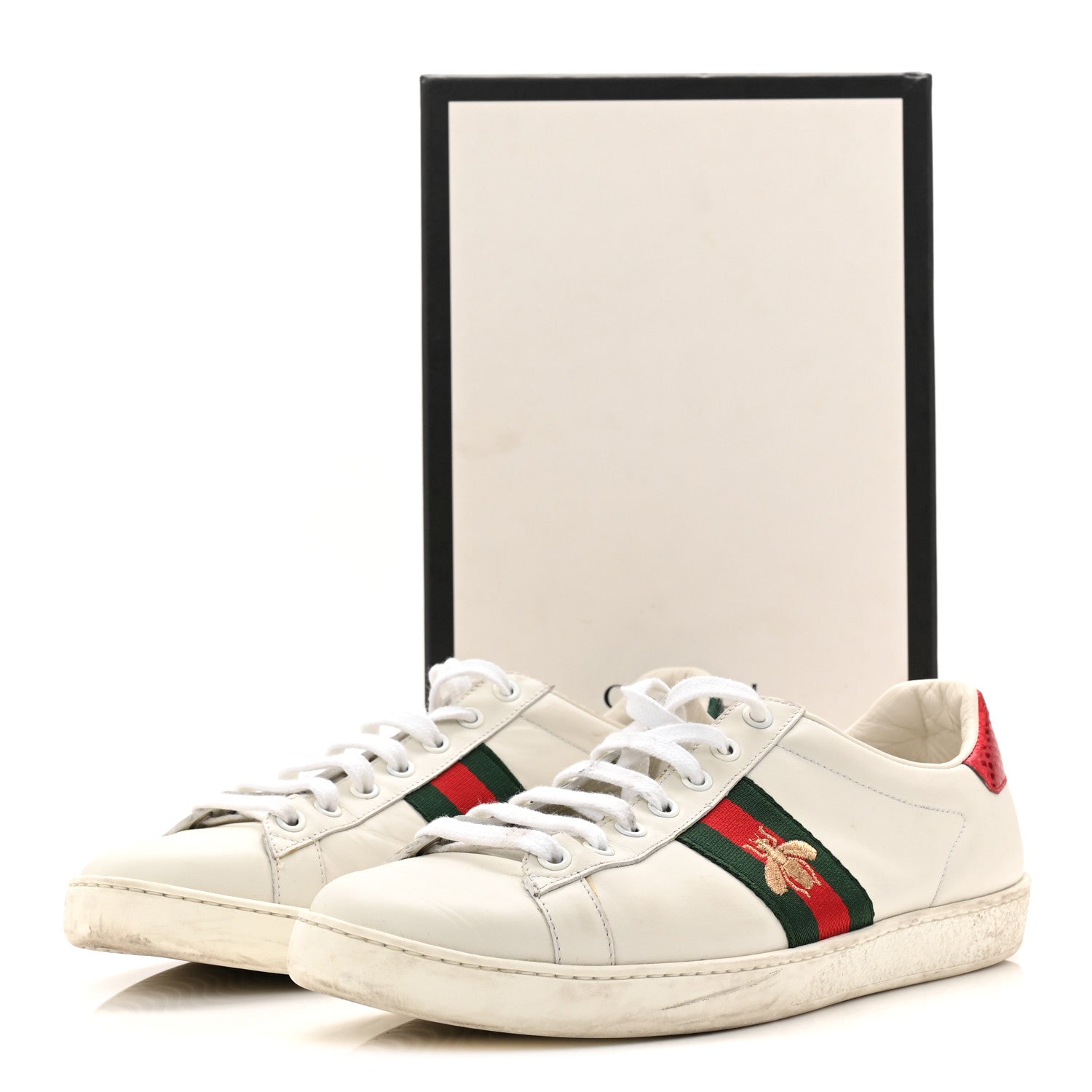 Calfskin Ayers Bee Embroidered Womens Ace Sneakers 39.5 White Green