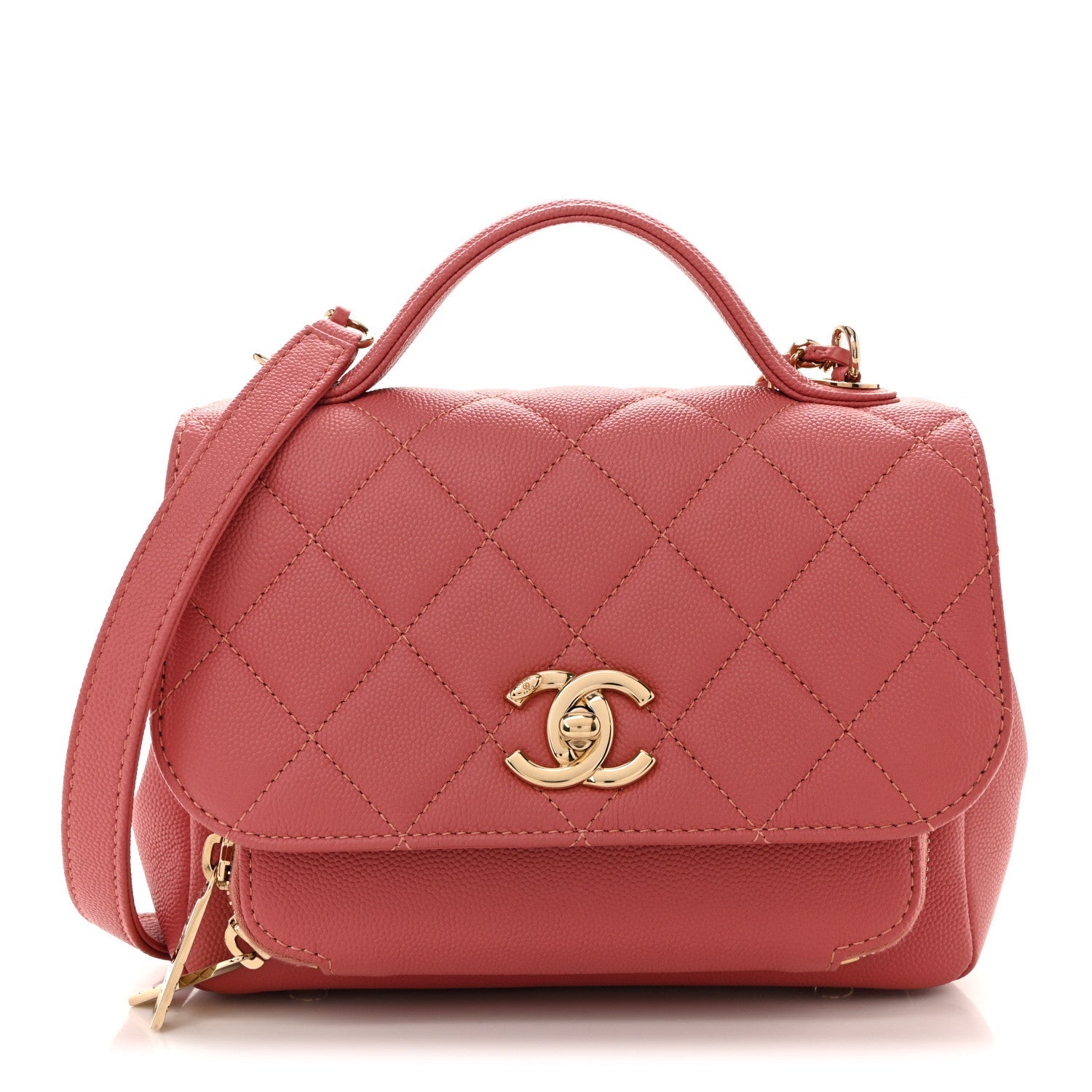 Caviar Quilted Small Business Affinity Flap Dark Pink