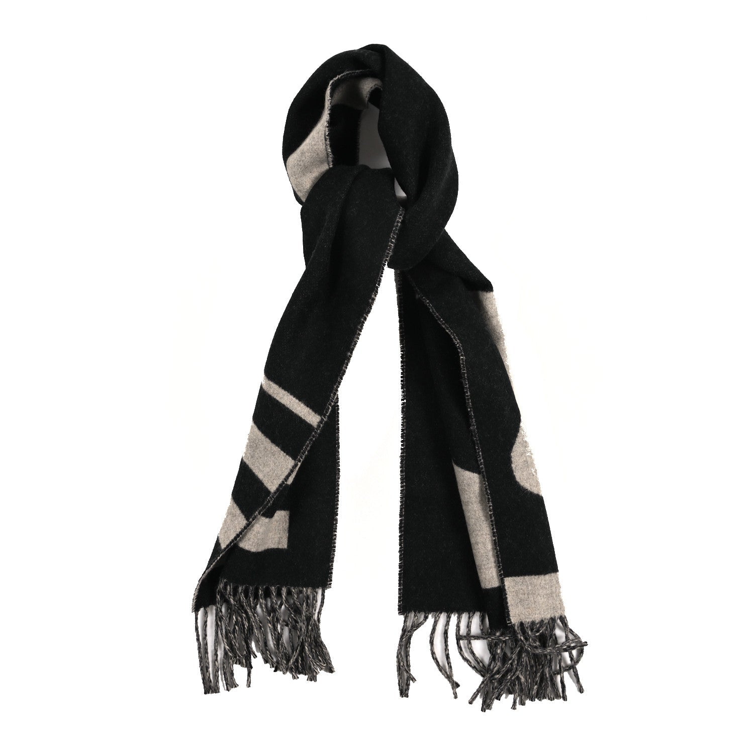 Cashmere Casaque Love Story Muffler Black Beige Chine