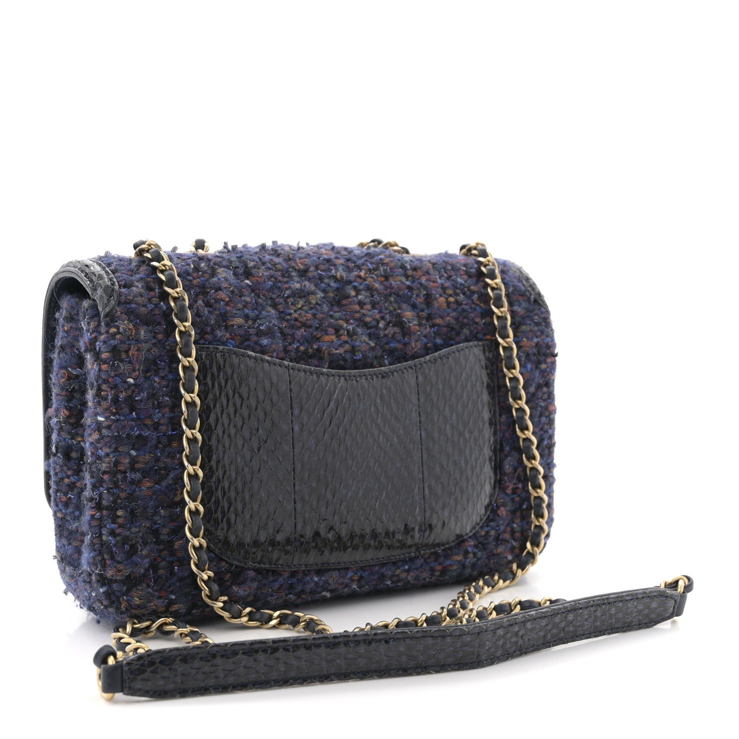 Tweed Watersnake Quilted Medium CC Filigree Flap Blue