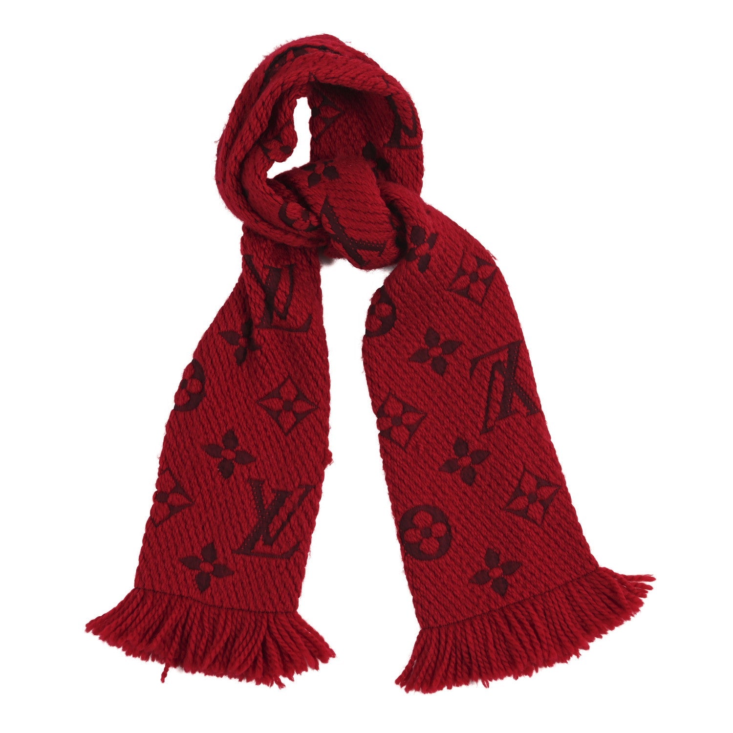 Wool Silk Logomania Scarf Rubis