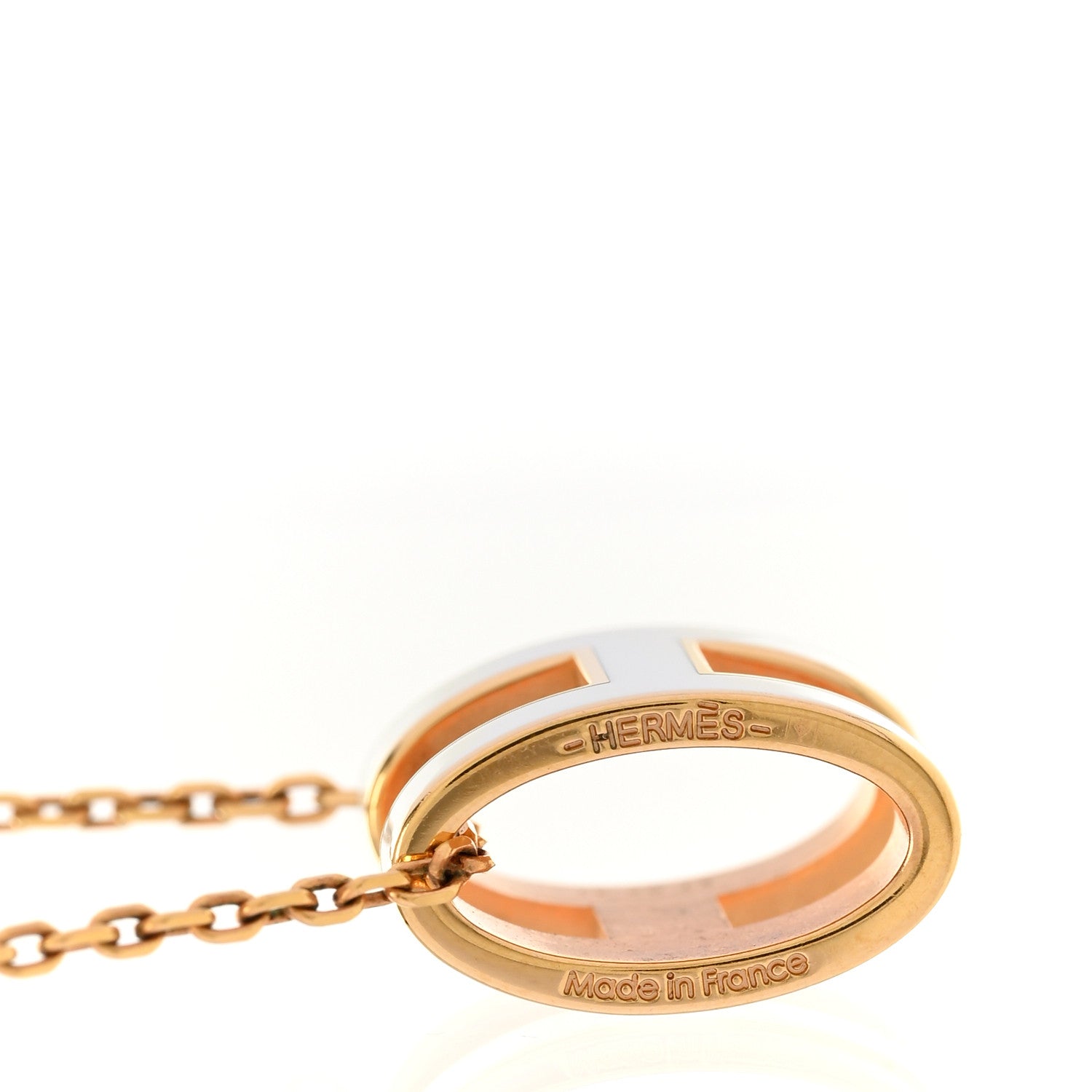 Lacquered Gold Pop H Pendant Necklace White