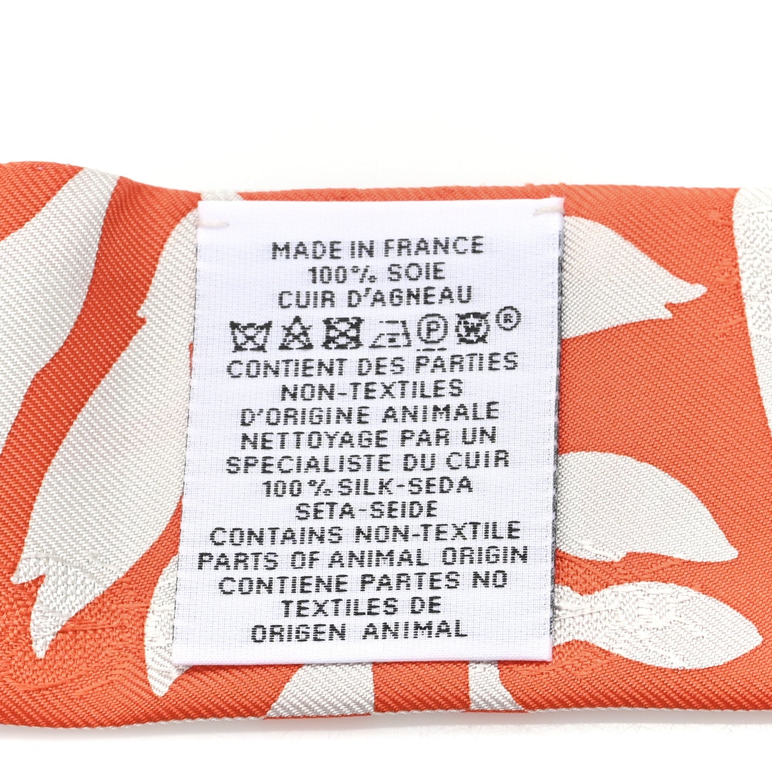 Silk Calfskin Bouquet Final Fringed Twilly Orange Gris Perle Vermillion