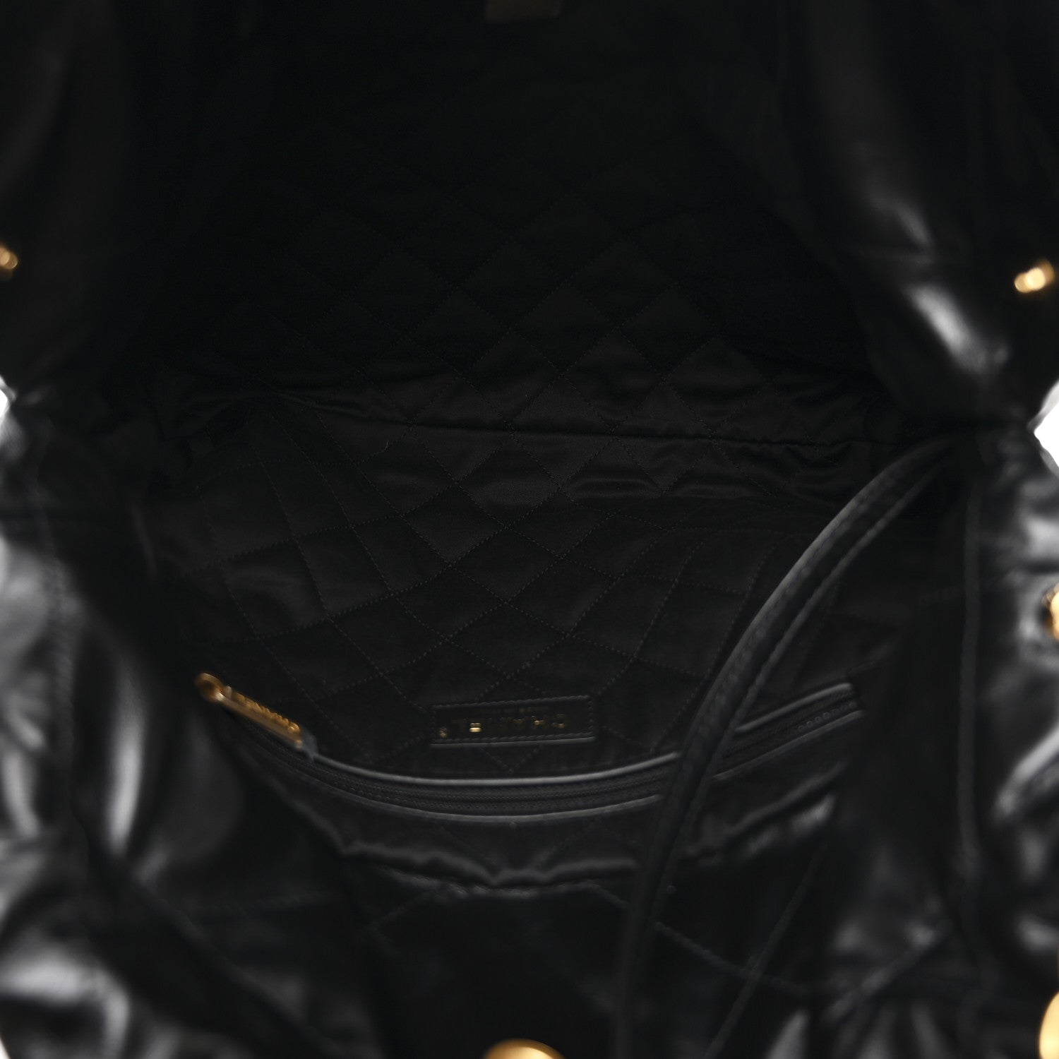Shiny Calfskin Quilted Small Chanel 22 Black