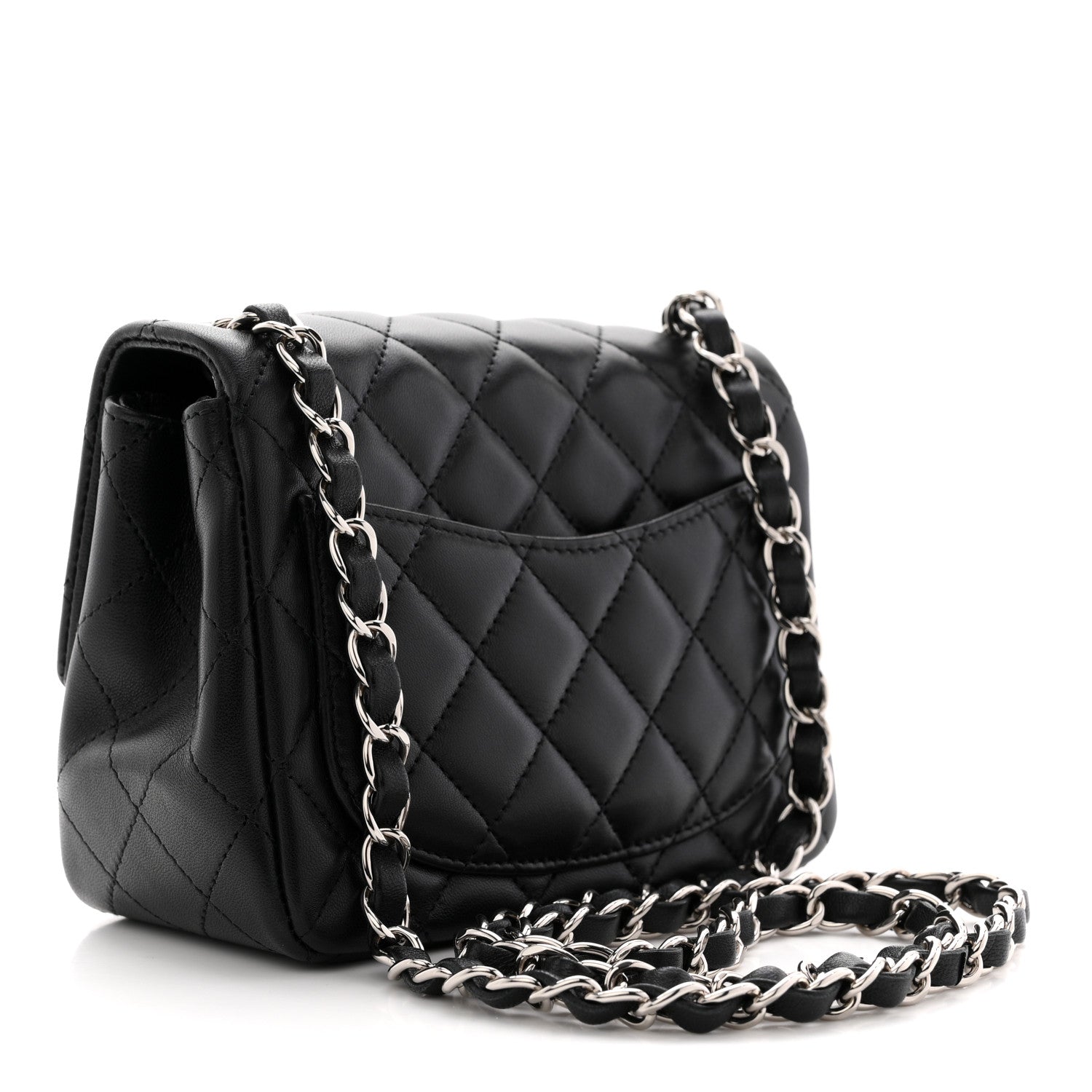 Lambskin Quilted Mini Square Flap Black