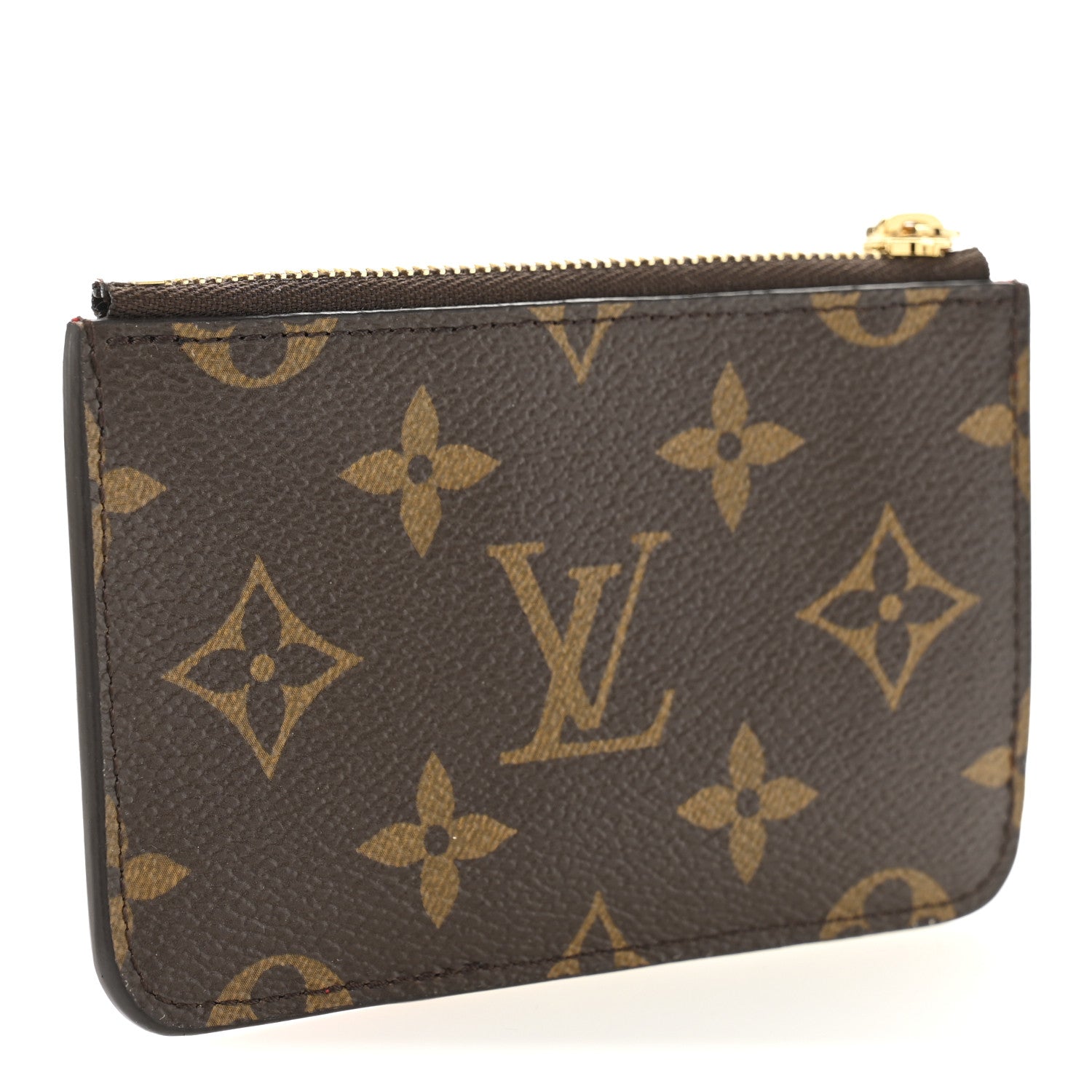 Monogram Zipped Romy Card Holder Red