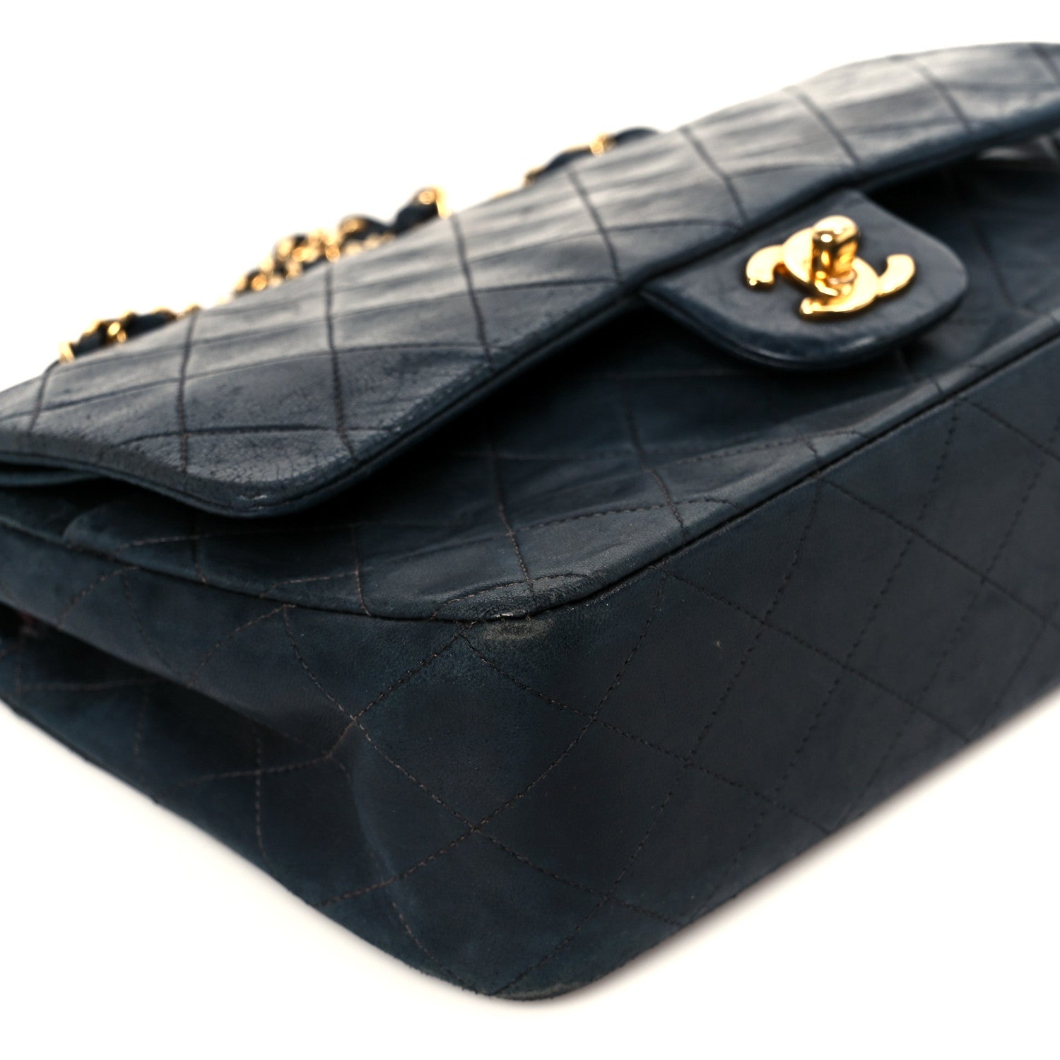 Lambskin Quilted Medium Double Flap Black