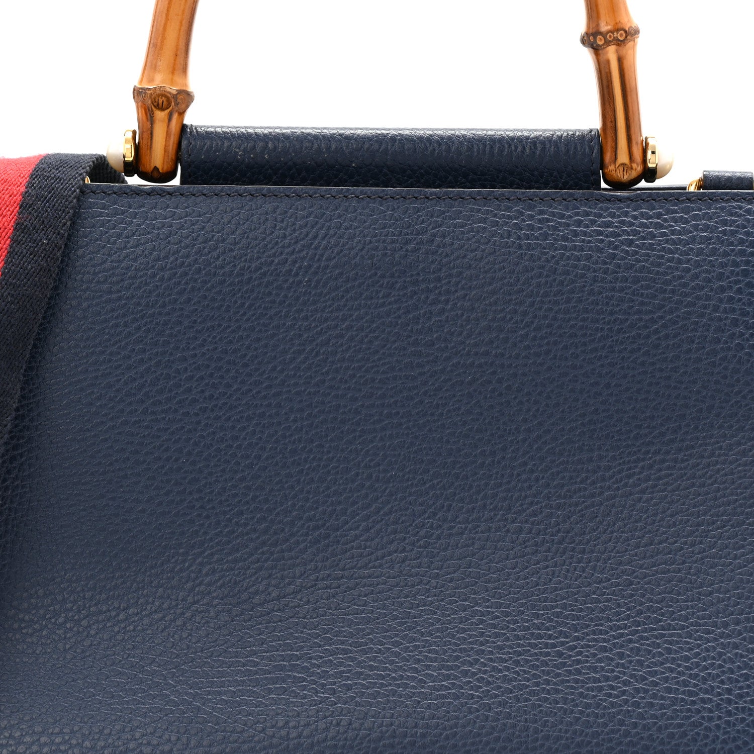 Nappa Bamboo Web Small Nymphaea Top Handle Bag Navy