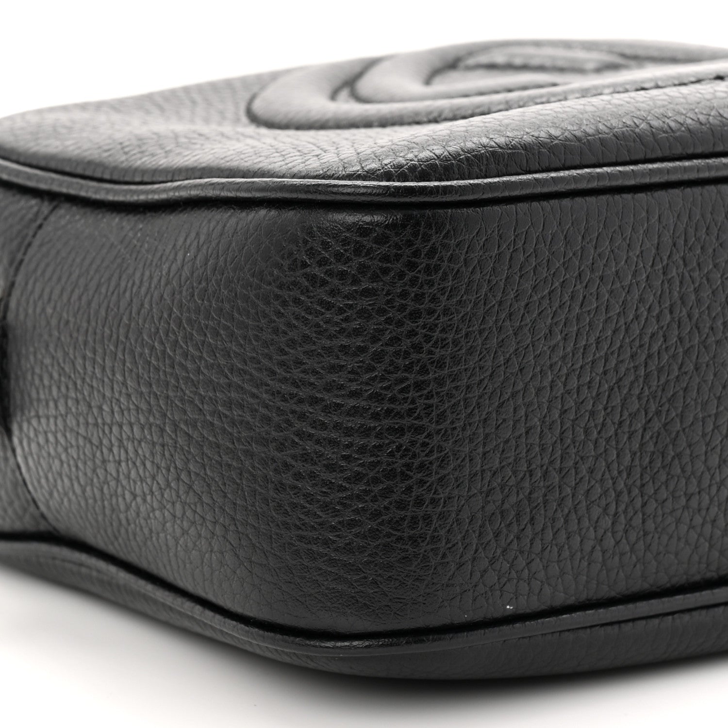 Pebbled Calfskin Small Soho Disco Bag Black