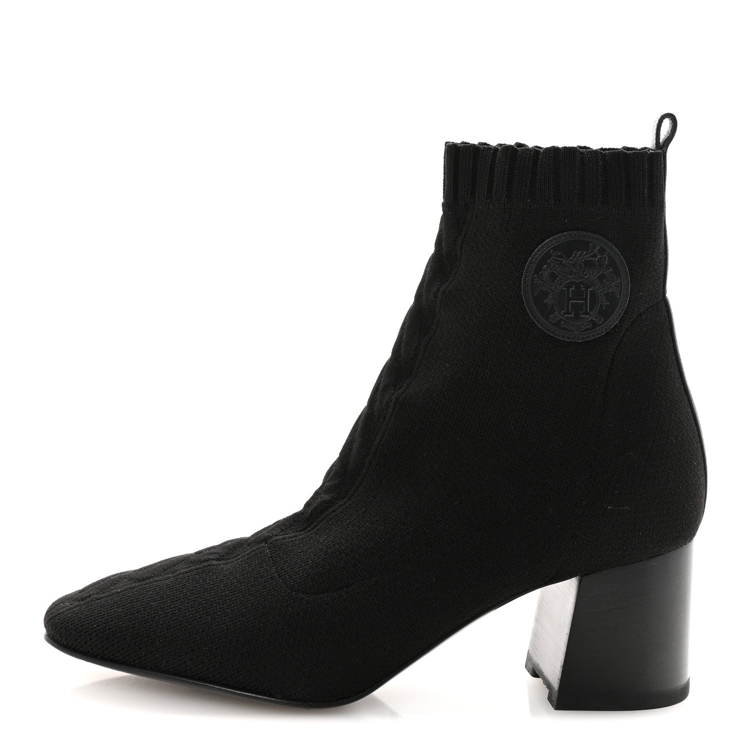 Knit Calfskin Volver 60 Ankle Boots 40 Black