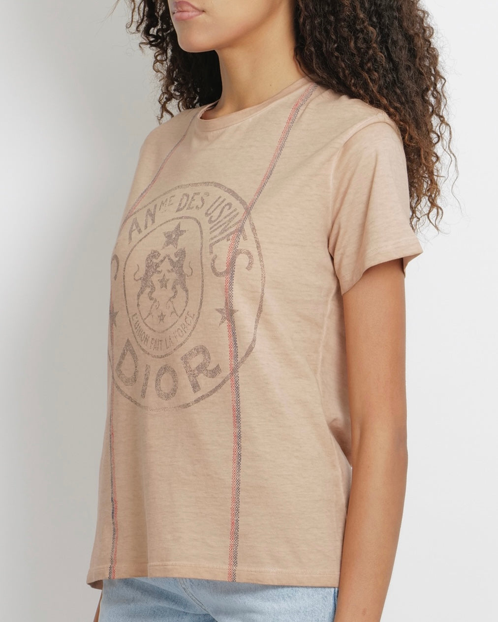 Christian Dior Beige T-Shirt with St Anne Logo Print Size FR 36 (UK 8)