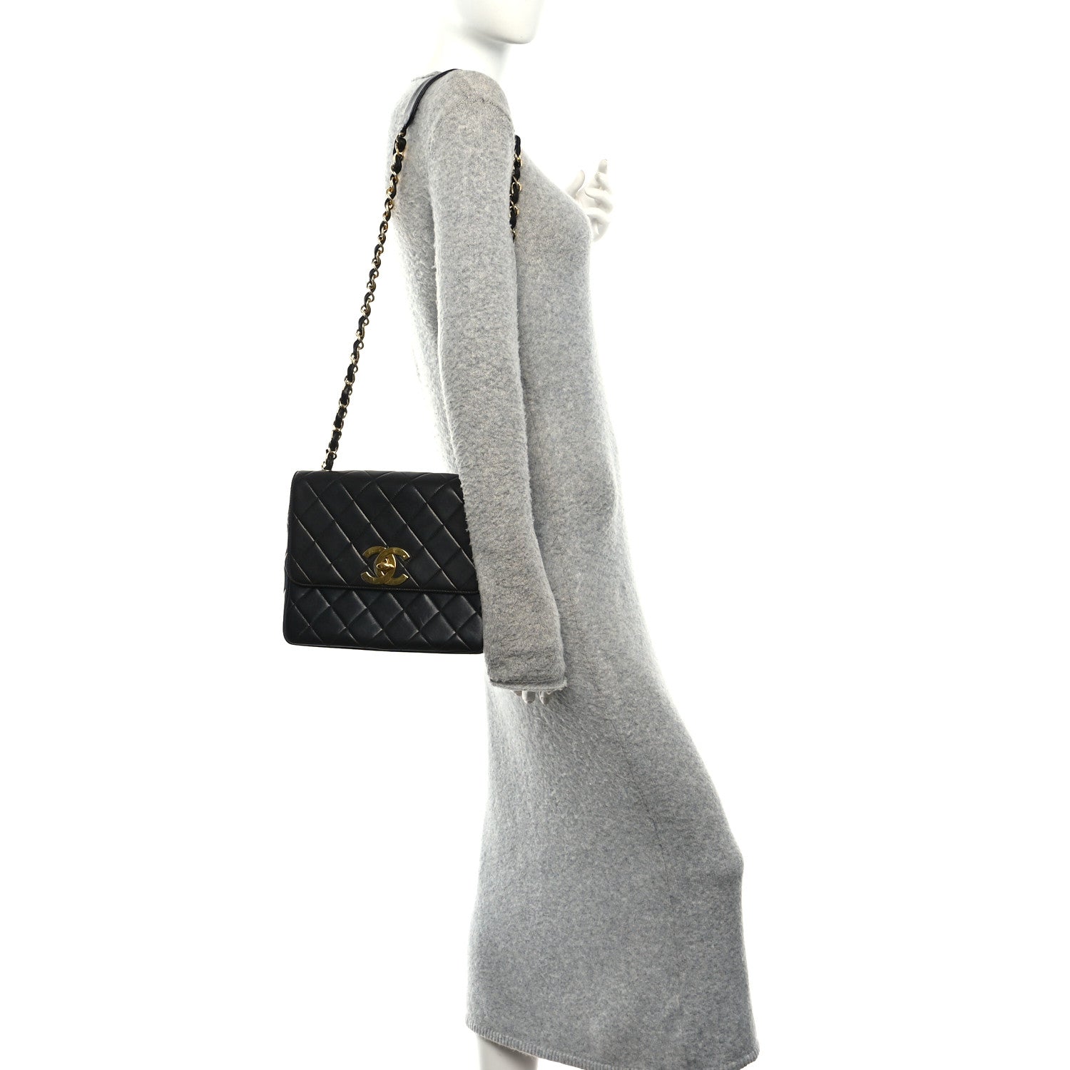 Lambskin Quilted Medium Single Flap Black