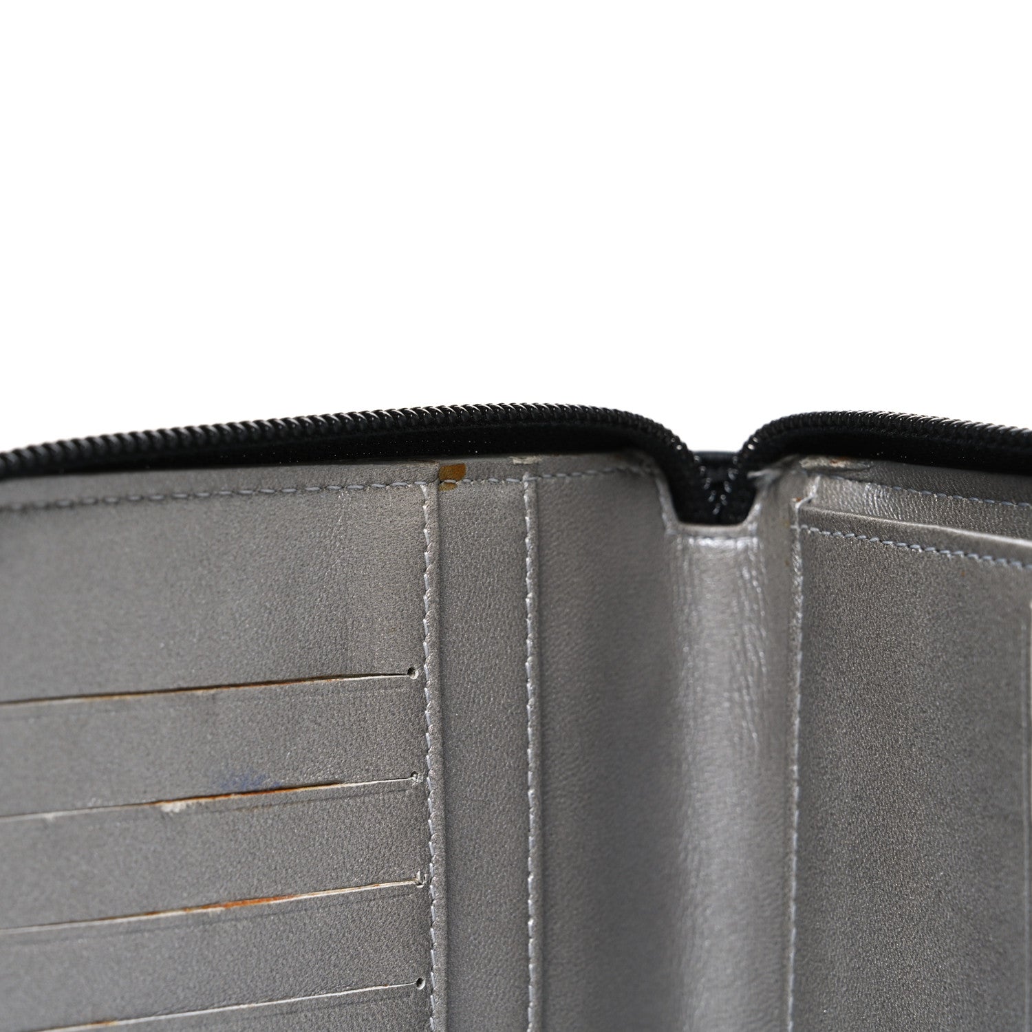 Lambskin Camellia Embossed Zip Around Organizer Wallet Black