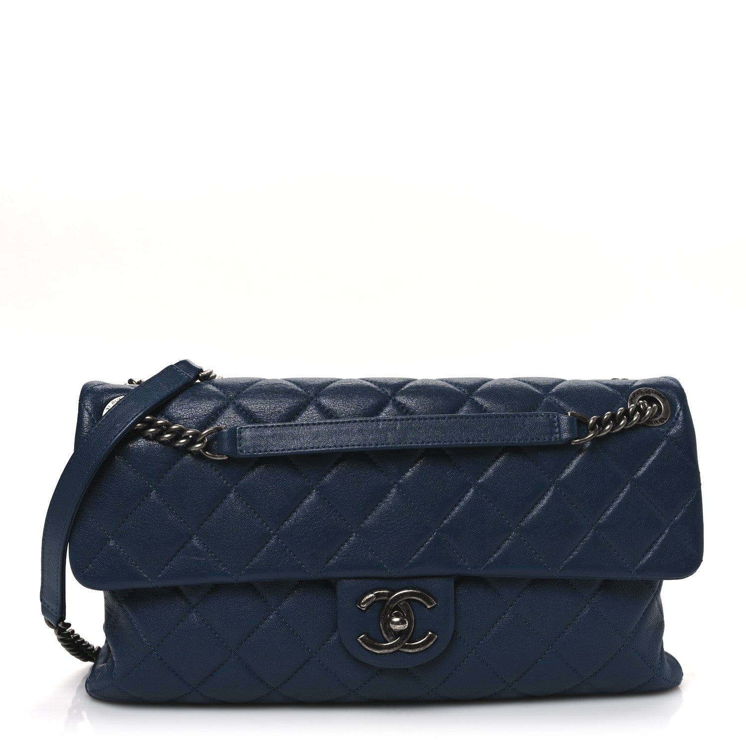 Goatskin Quilted Medium Flap Blue