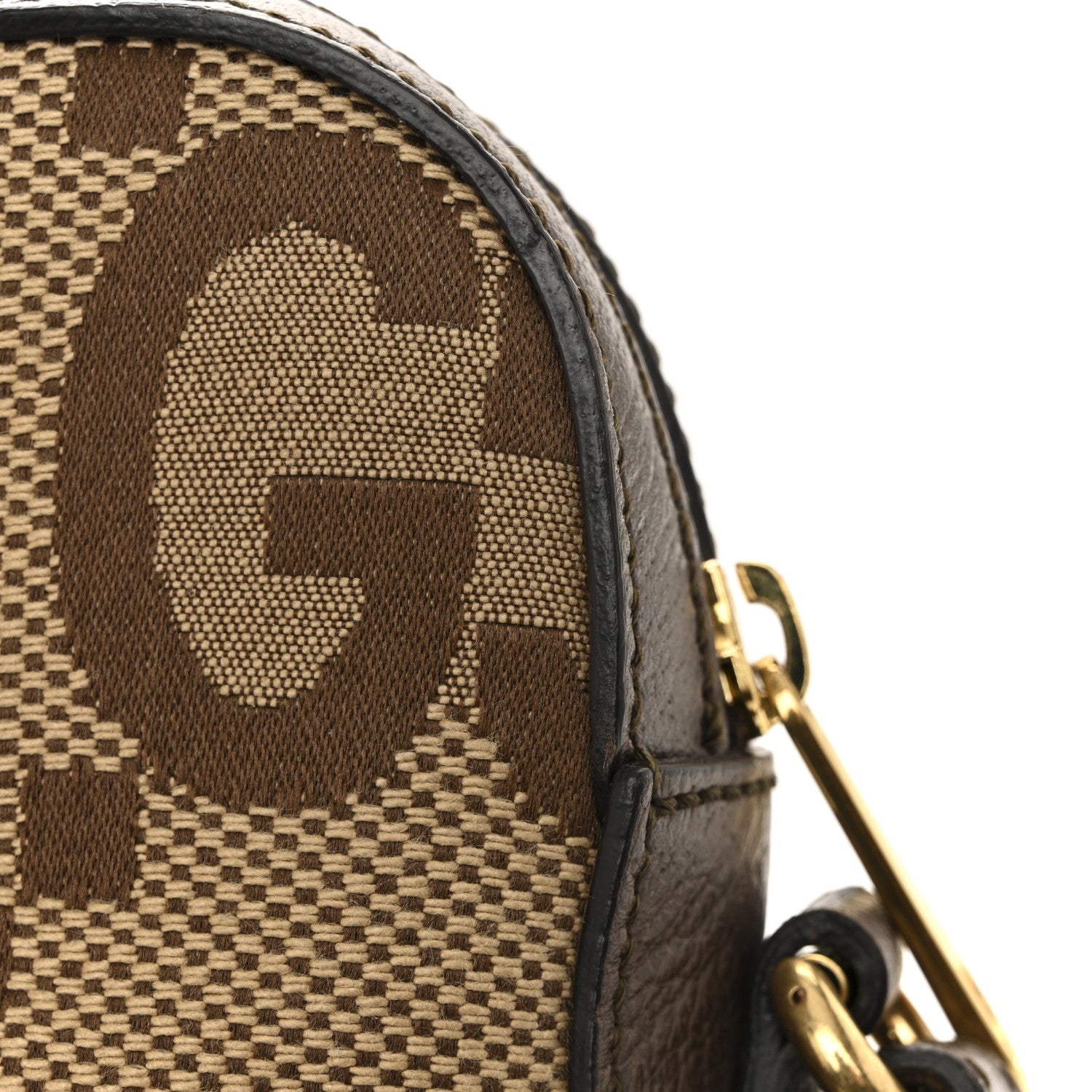 Monogram Jumbo GG Textured Dollar Calfskin Web Messenger Shoulder Bag Camel Ebony New Acero
