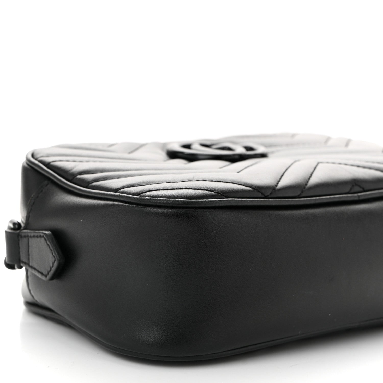Calfskin Matelasse Monochrome Small GG Marmont Chain Shoulder Bag Black