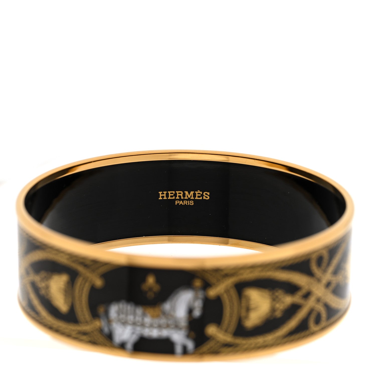 Enamel Printed Wide Grand Apparat Bracelet 65 Black