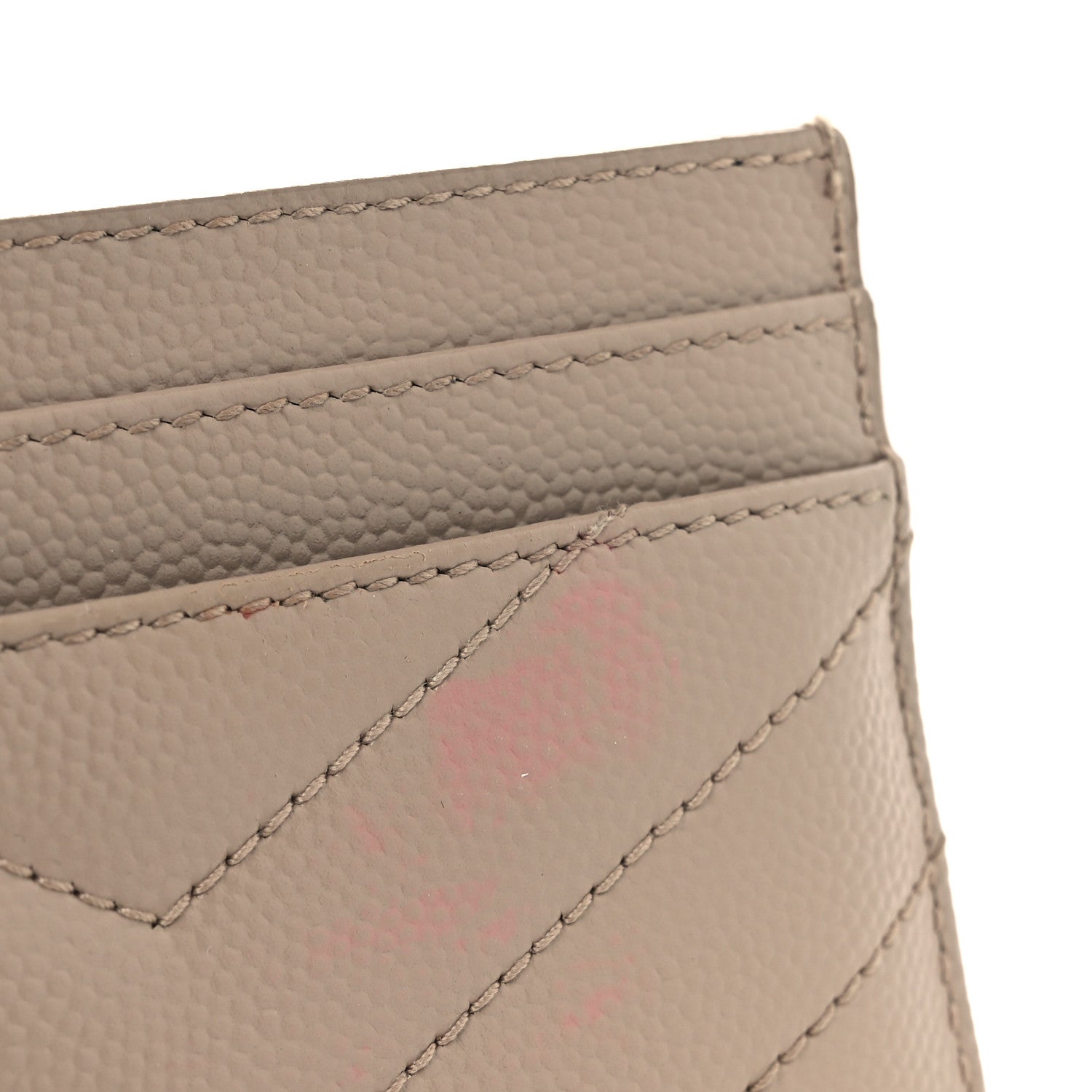 Grain De Poudre Matelasse Chevron Monogram Credit Card Case Dark Beige