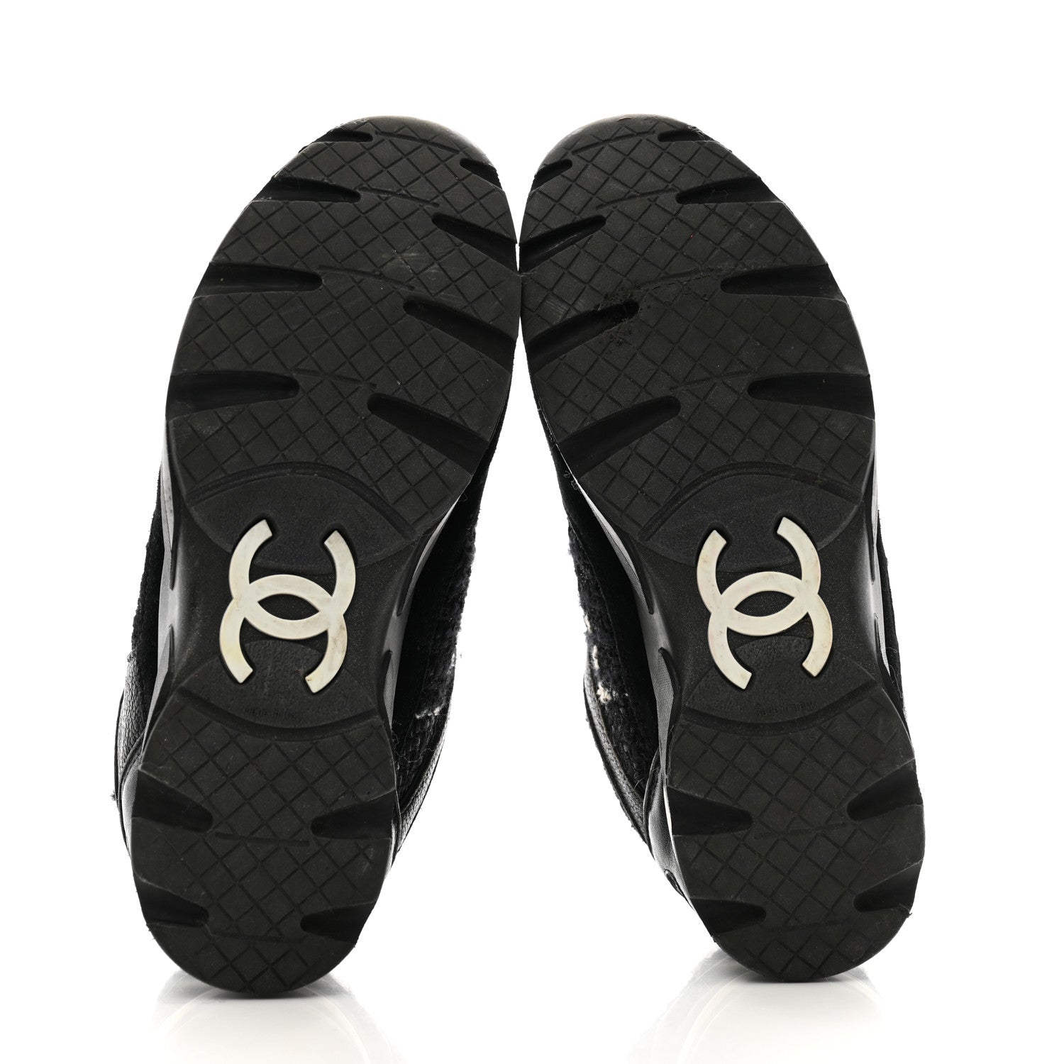 Tweed Suede Goatskin CC Sneakers 38 Black White